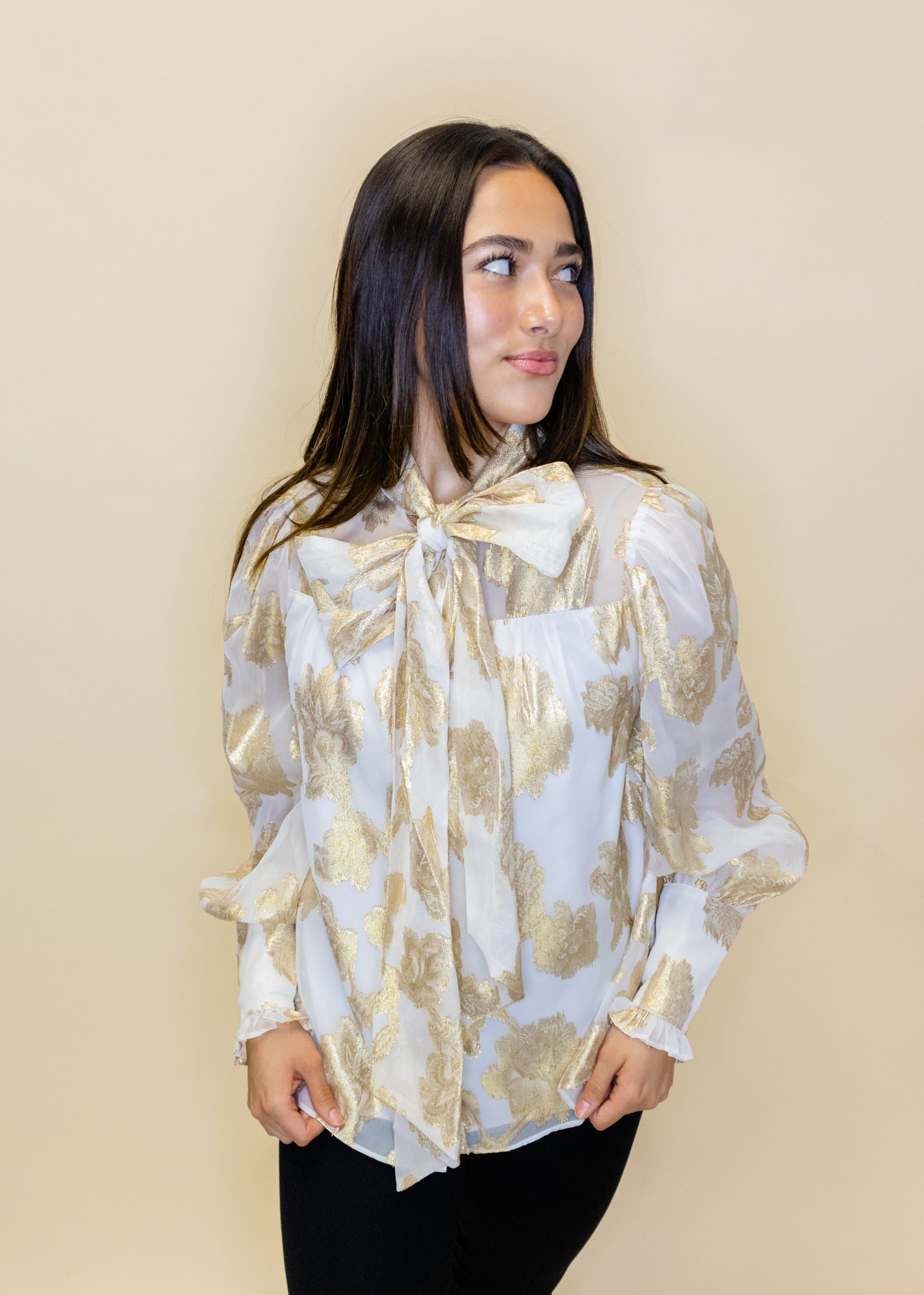 Gold Metallic Bow Top