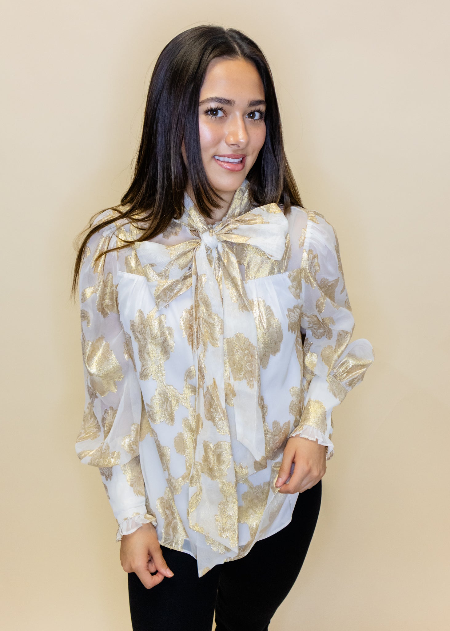 Gold Metallic Bow Top
