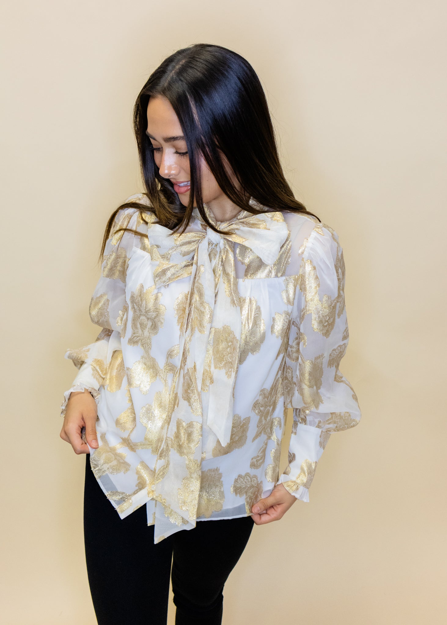 Gold Metallic Bow Top