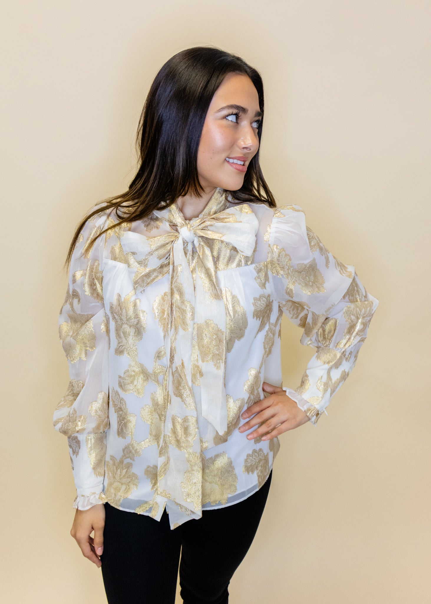 Gold Metallic Bow Top