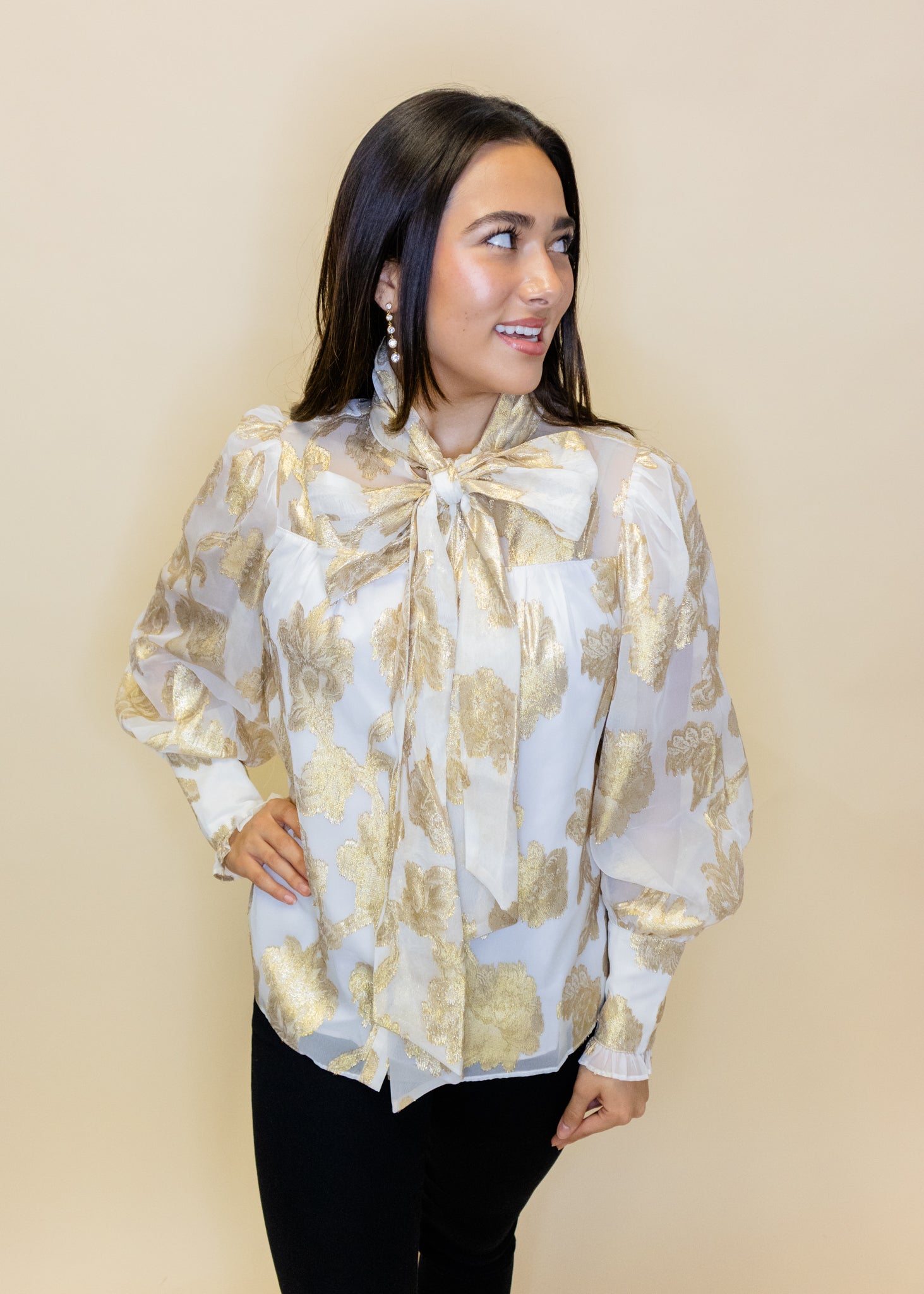 Gold Metallic Bow Top