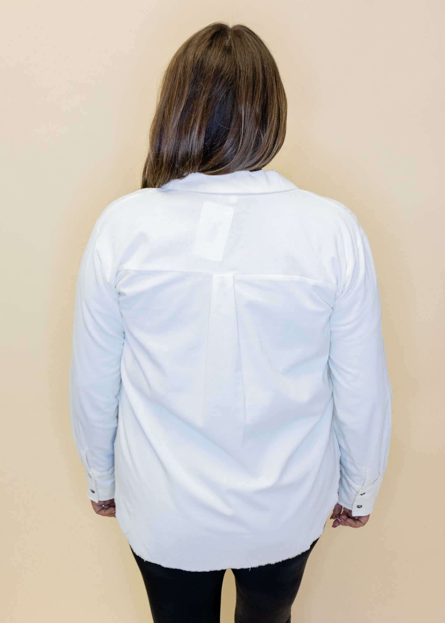 White Corduroy Button Up Top