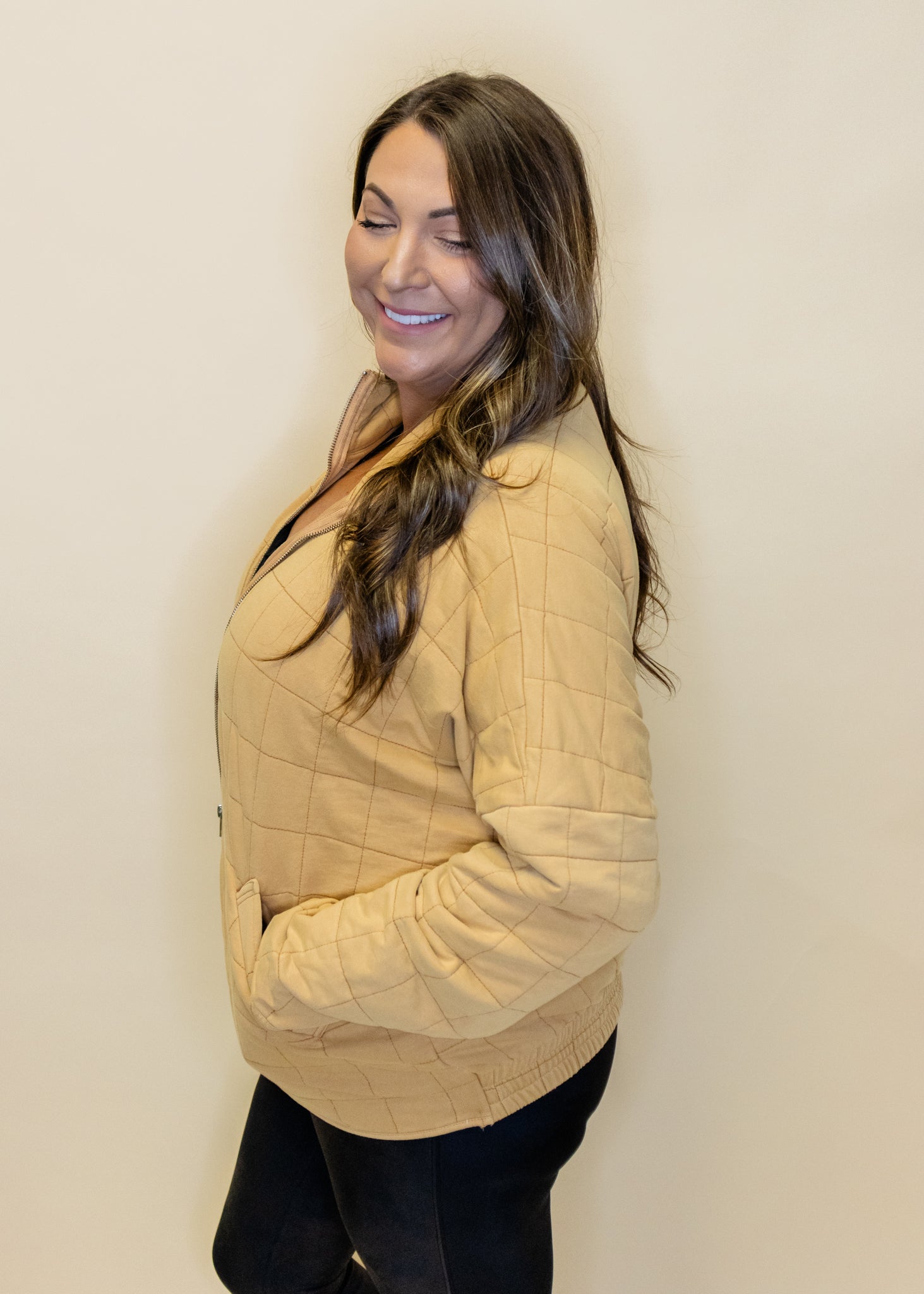 Latte Quilted Washed Jacket