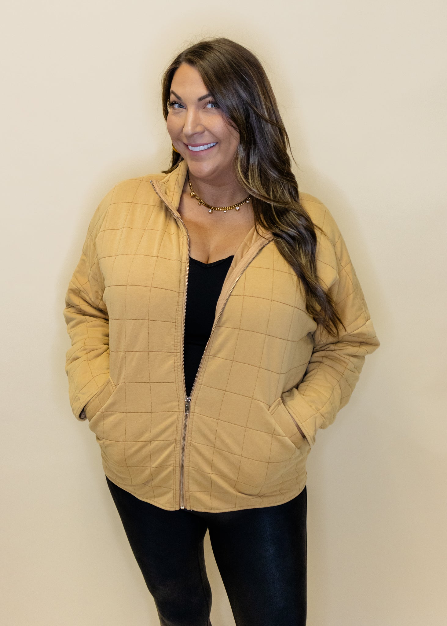 Latte Quilted Washed Jacket