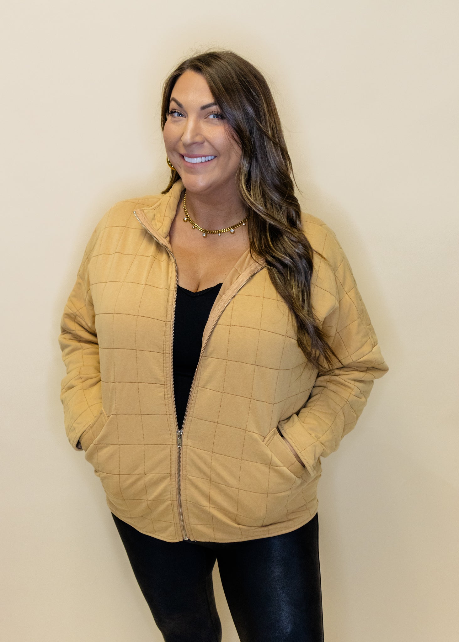 Latte Quilted Washed Jacket