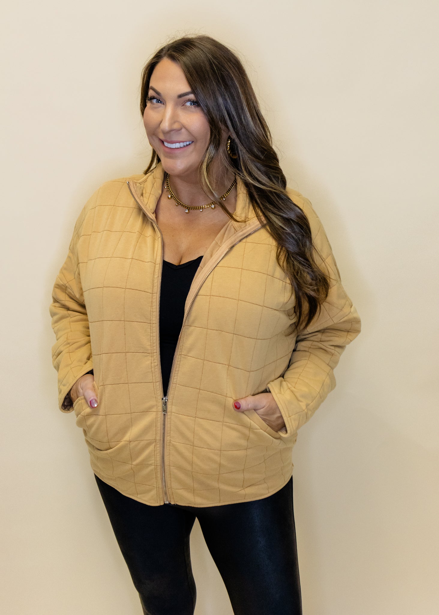 Latte Quilted Washed Jacket