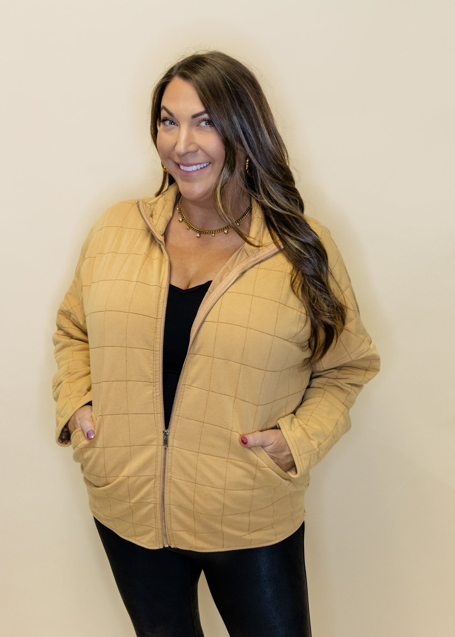 Latte Quilted Washed Jacket