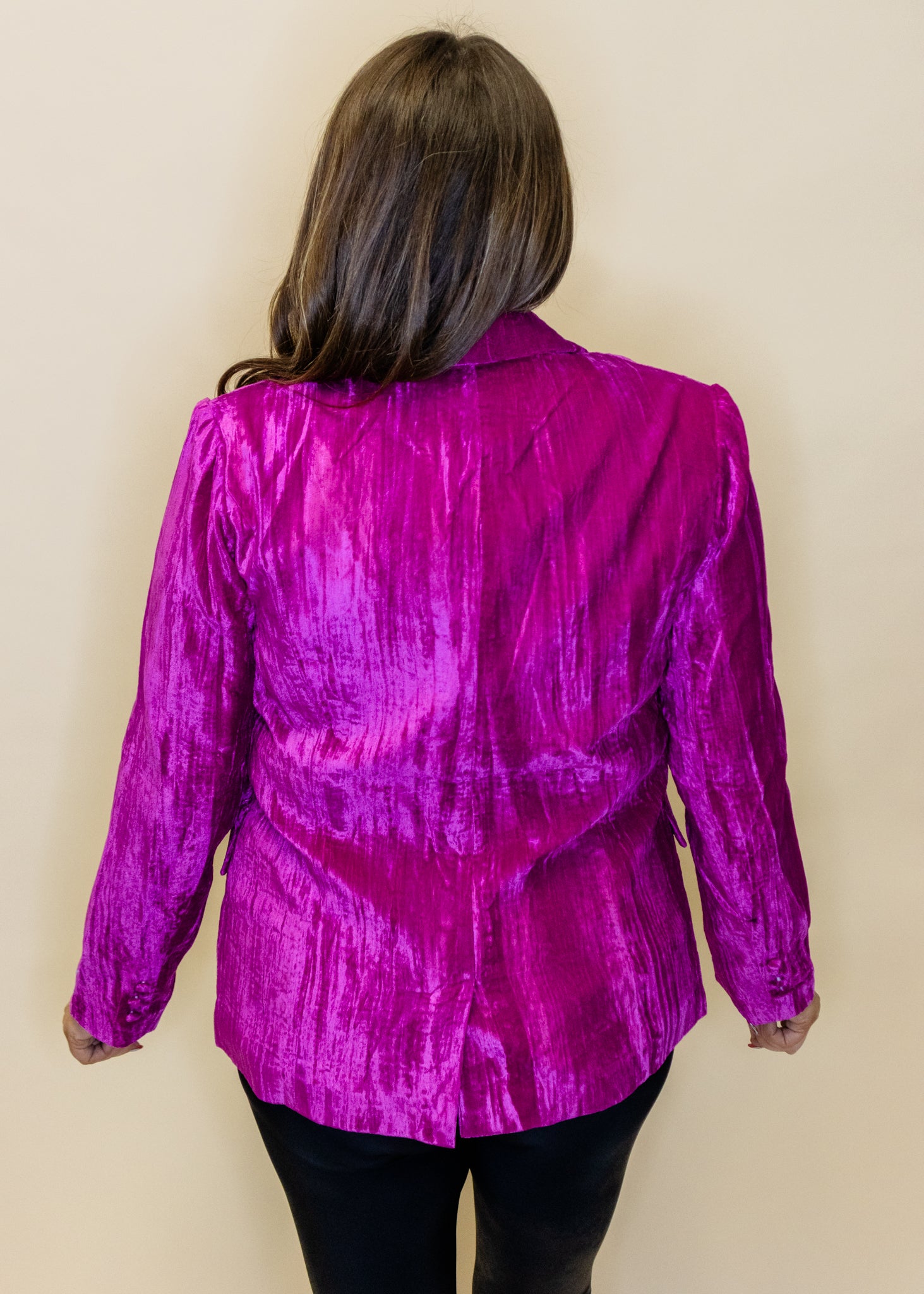 Hot Pink Velvet Blazer