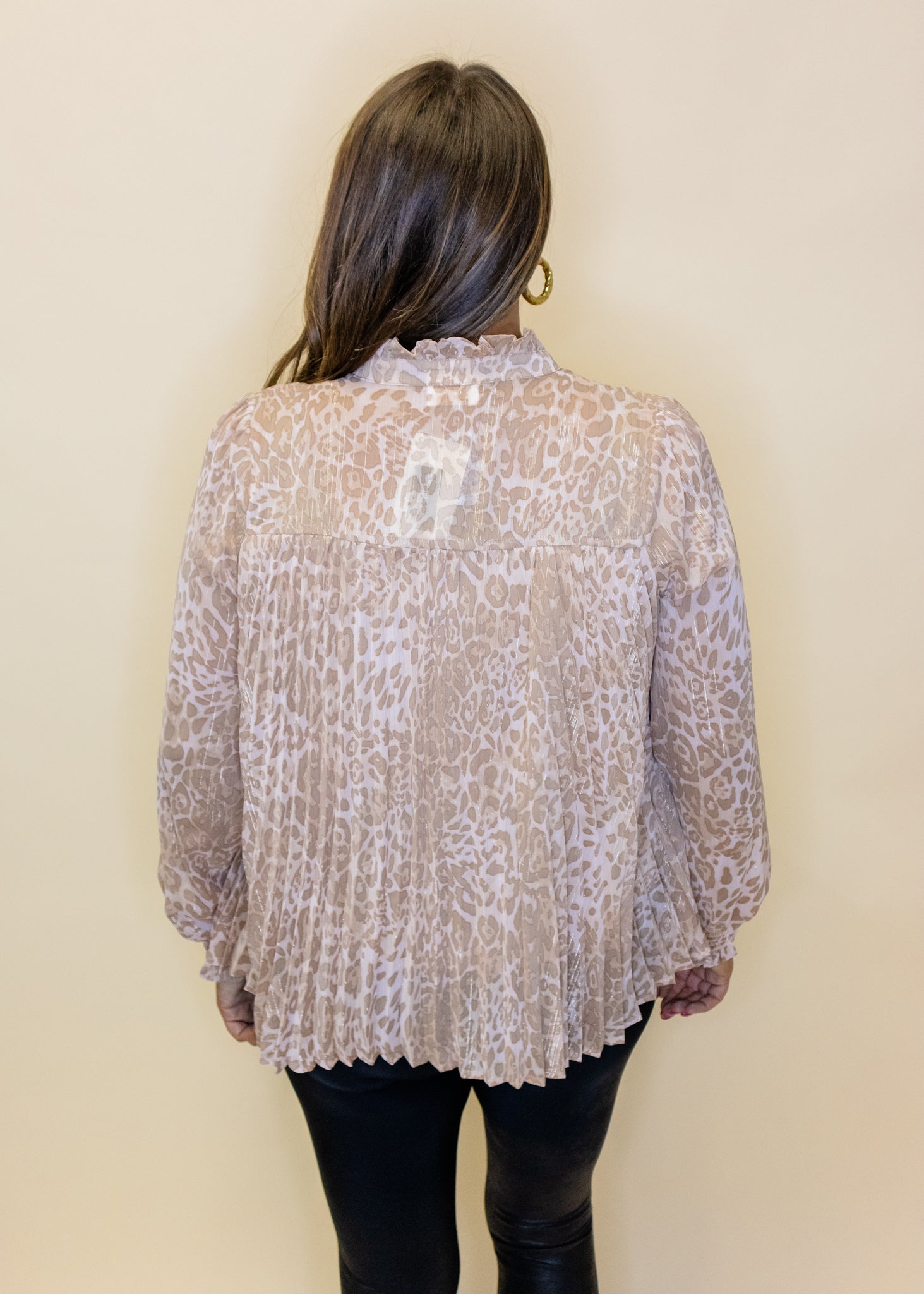 Blush Leopard Button Top