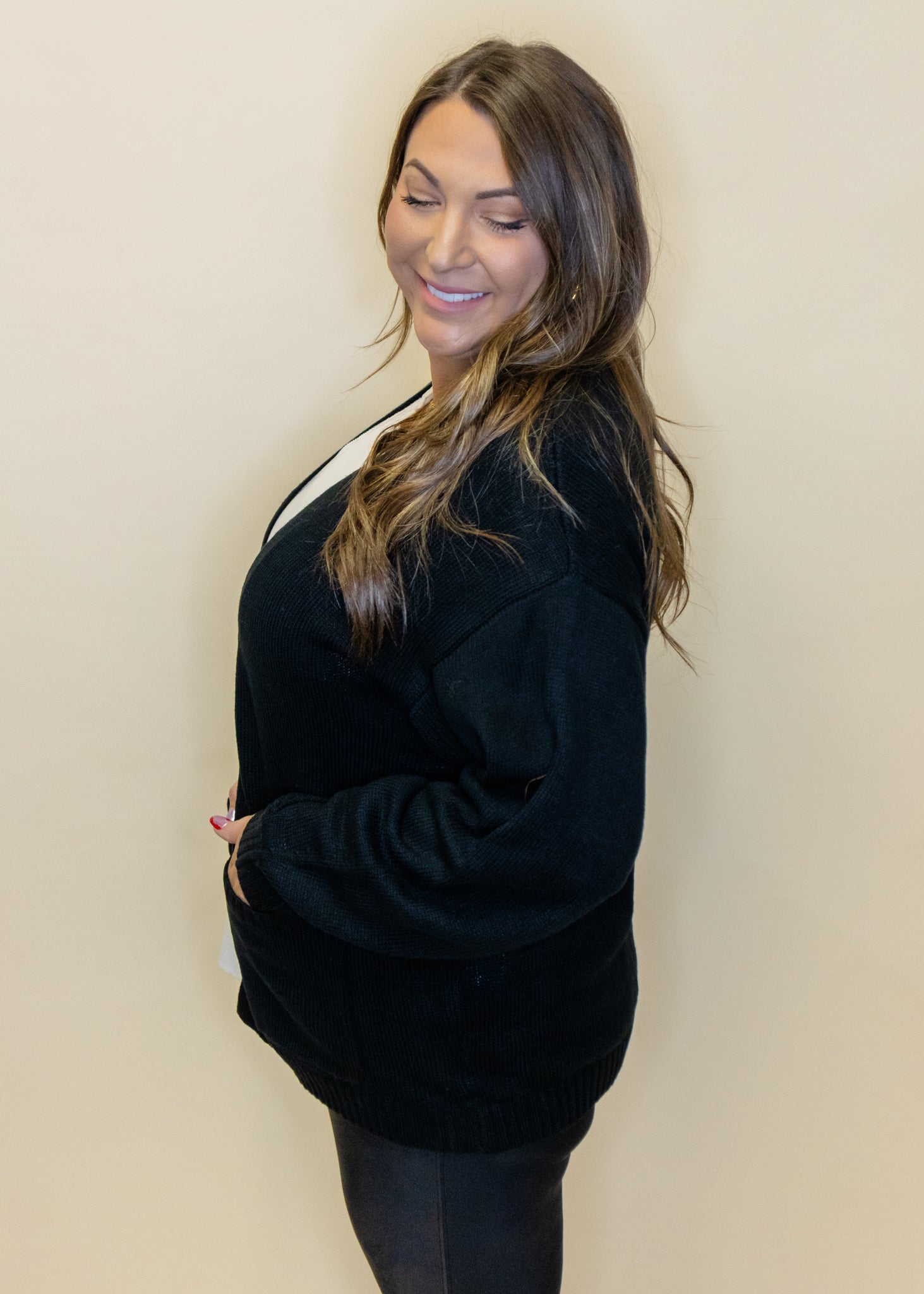 Black Pocket Cardigan