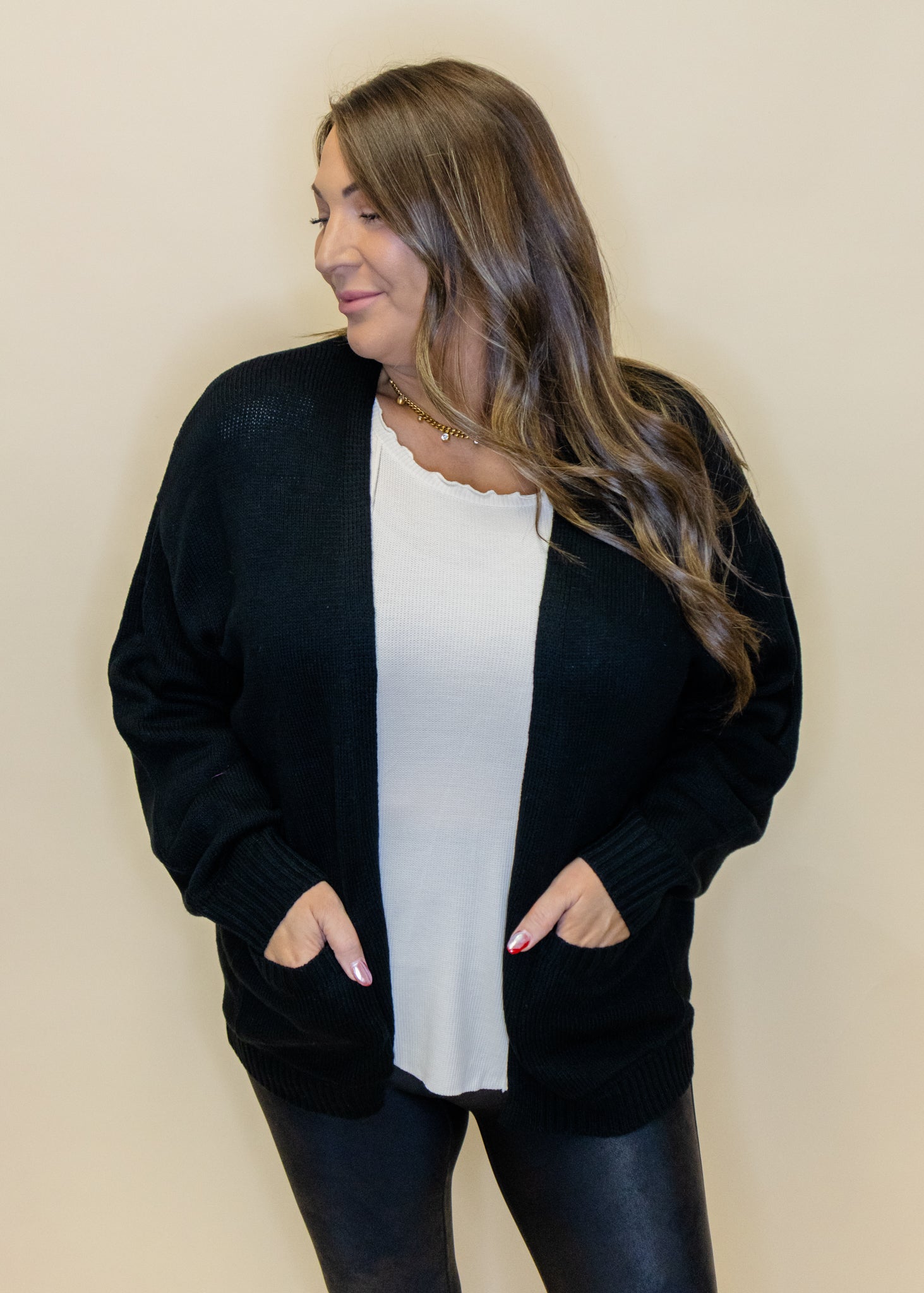 Black Pocket Cardigan