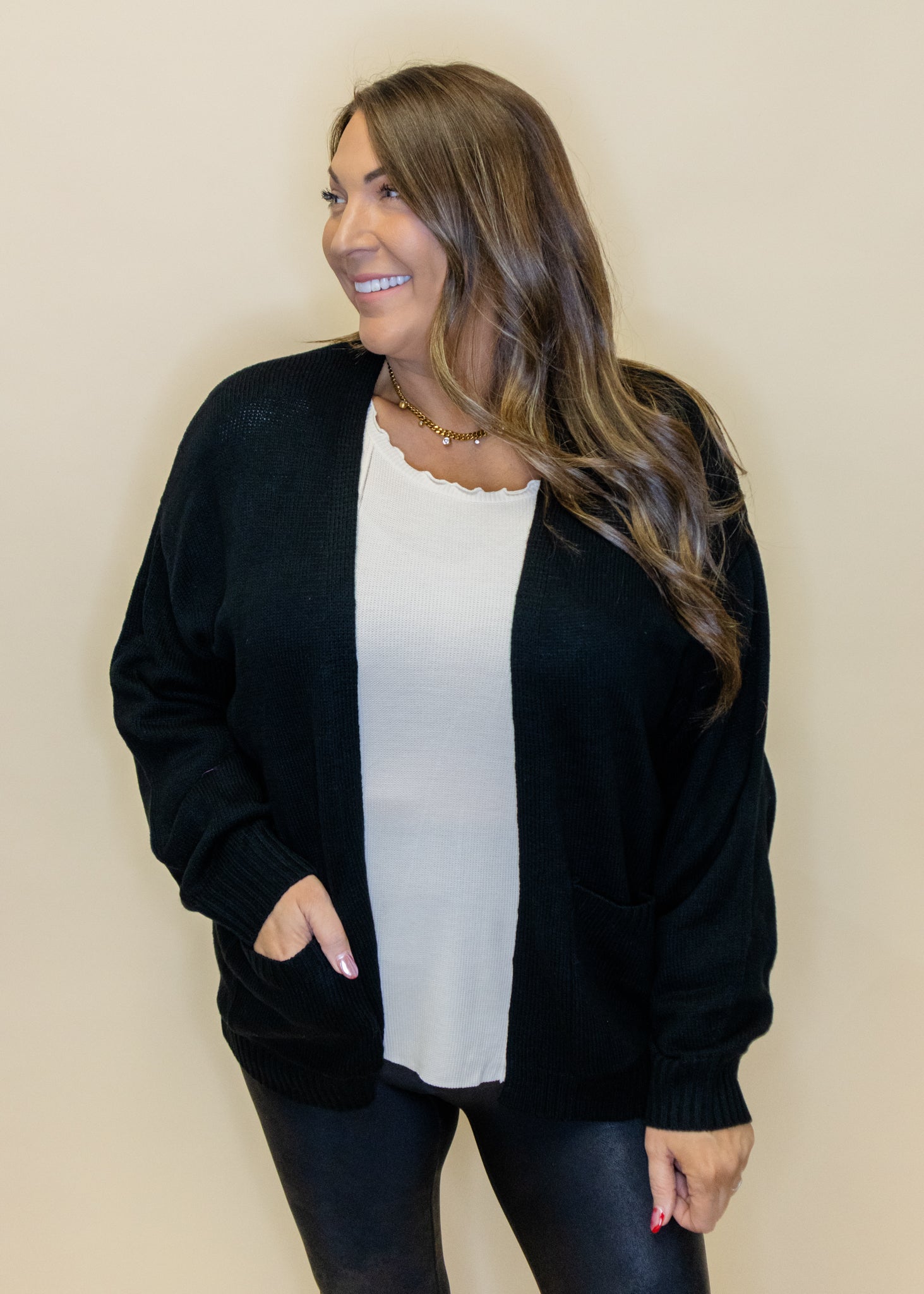 Black Pocket Cardigan