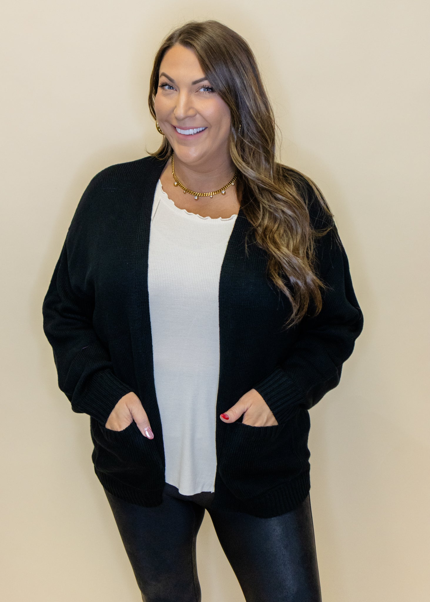 Black Pocket Cardigan