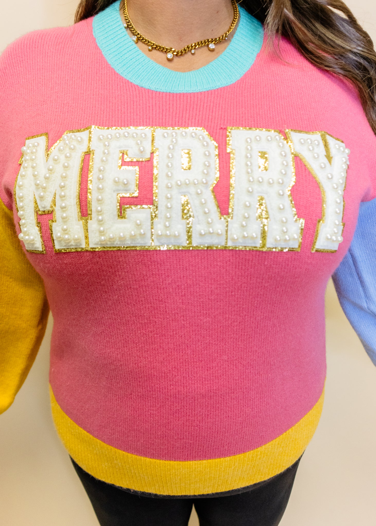 Pearl Merry Color Block Sweater