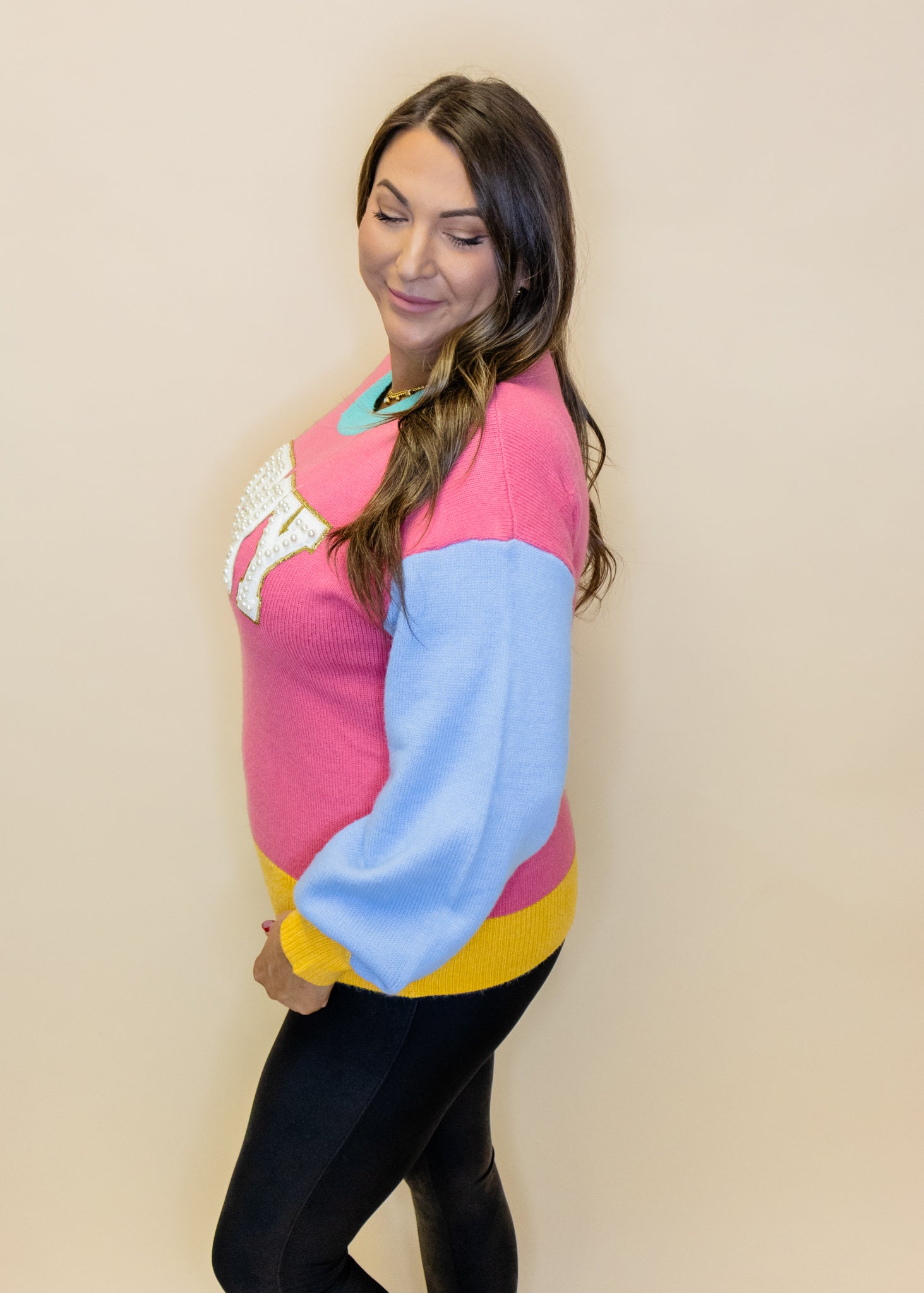 Pearl Merry Color Block Sweater