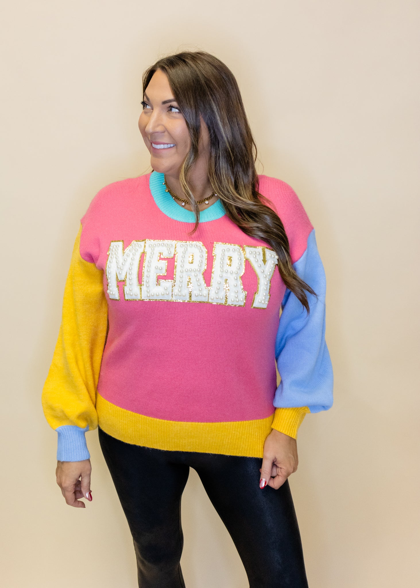 Pearl Merry Color Block Sweater