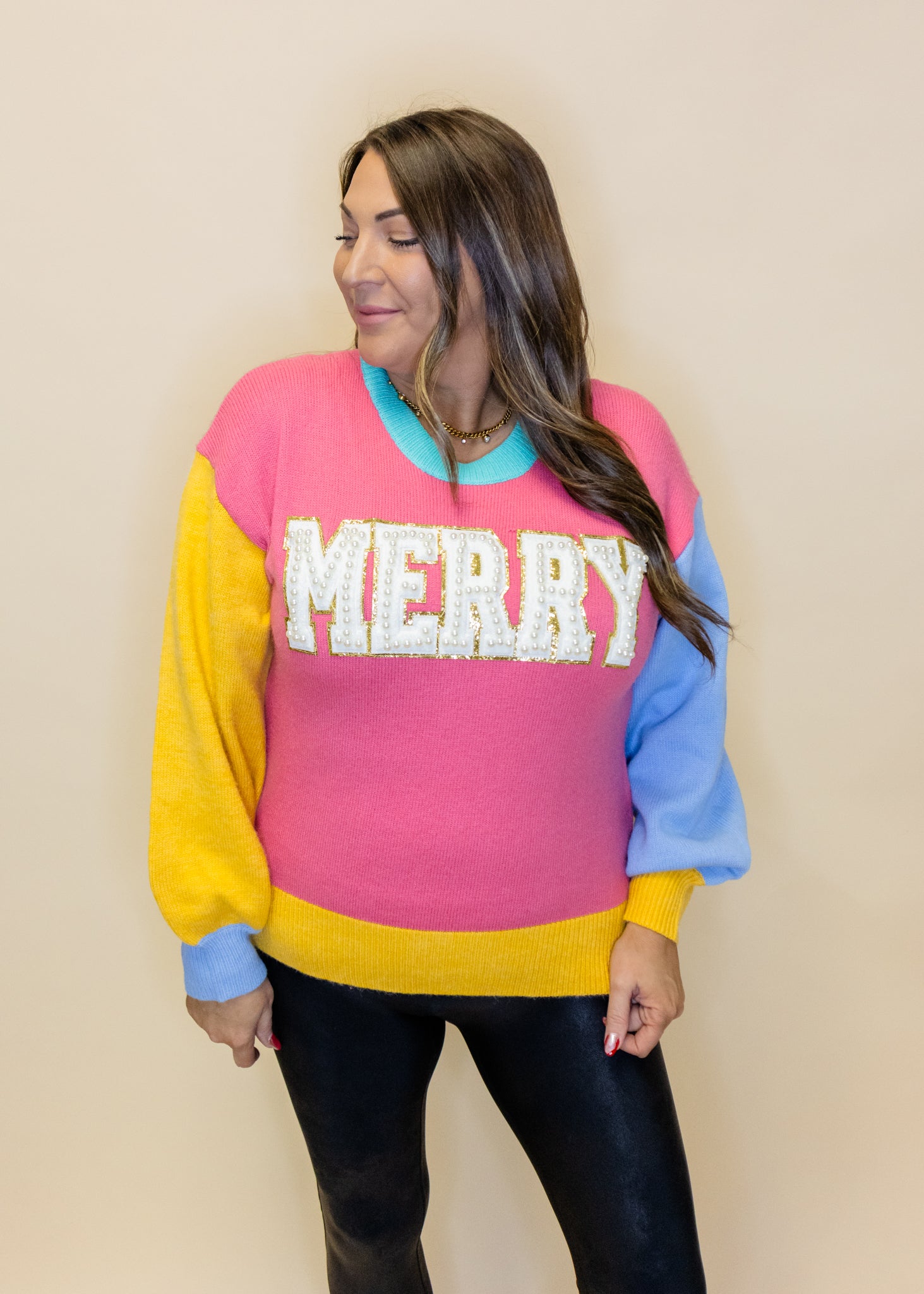 Pearl Merry Color Block Sweater