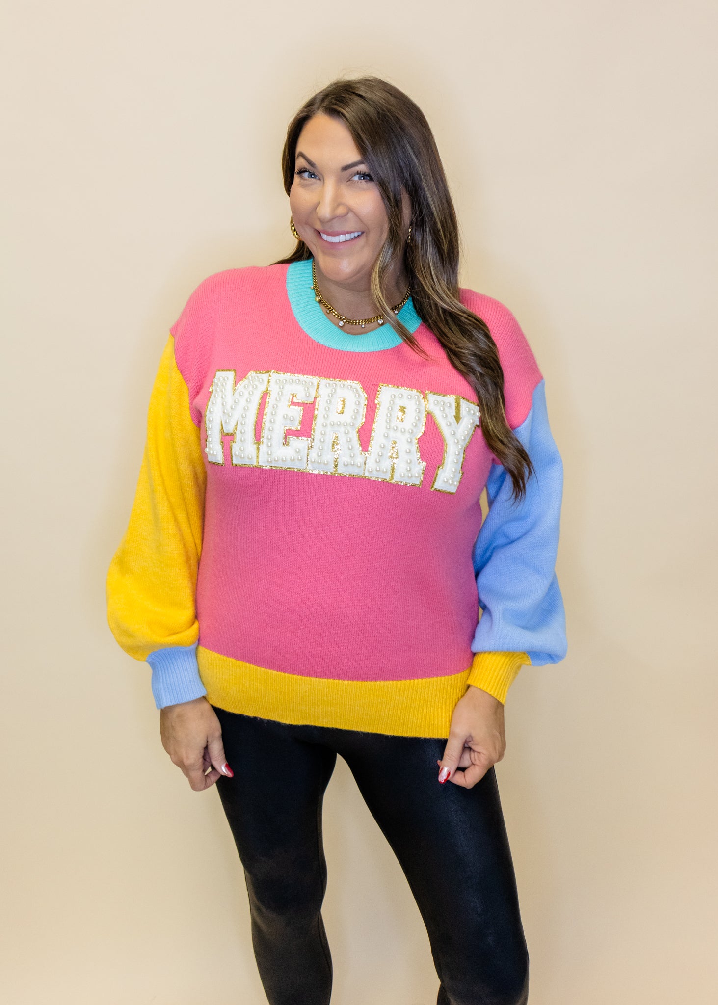 Pearl Merry Color Block Sweater