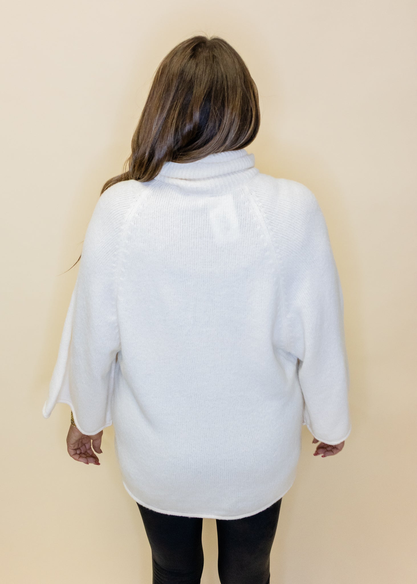 Ivory Turtleneck 3/4 Sweater