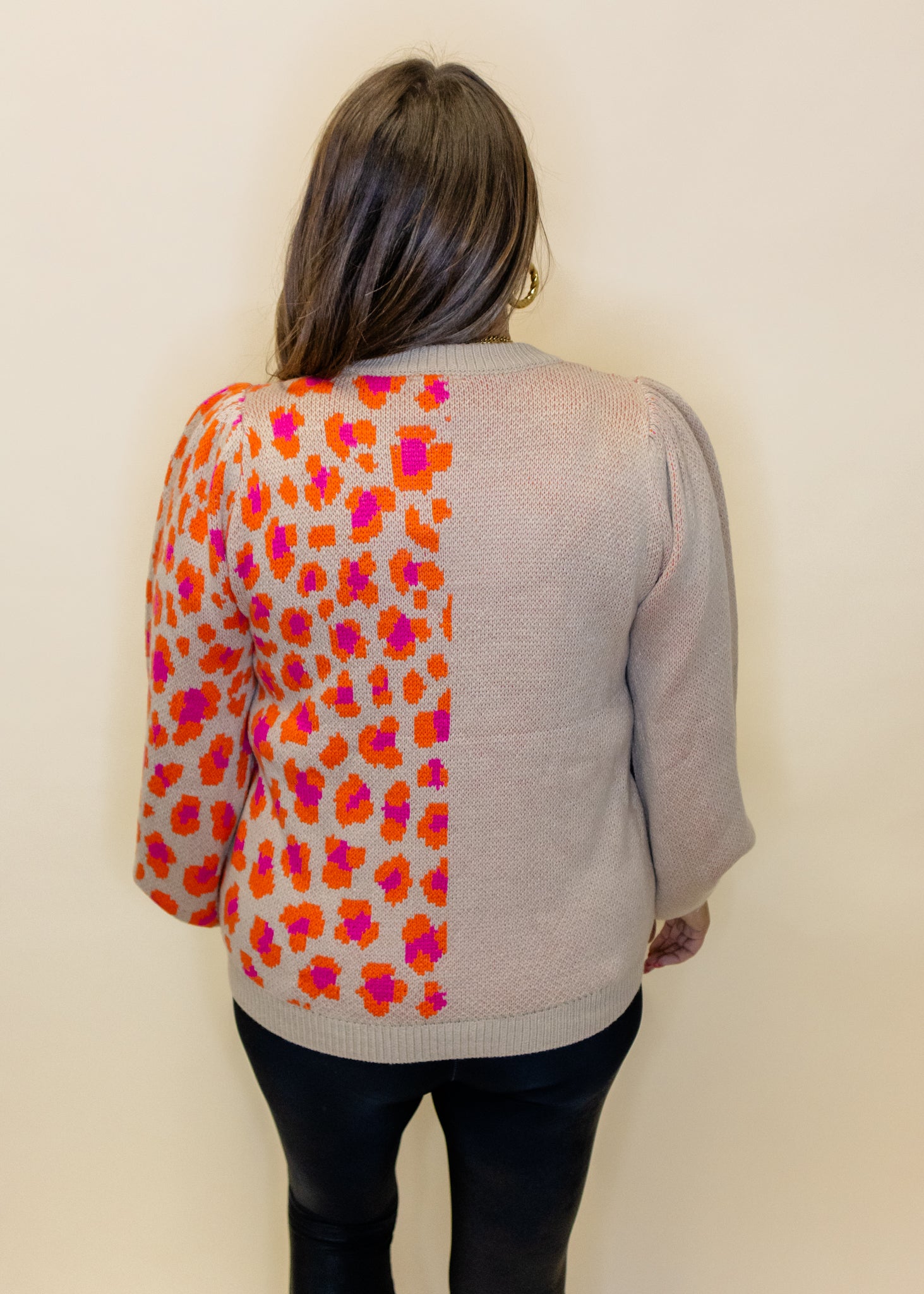 Taupe & Hot Pink Leopard Sweater