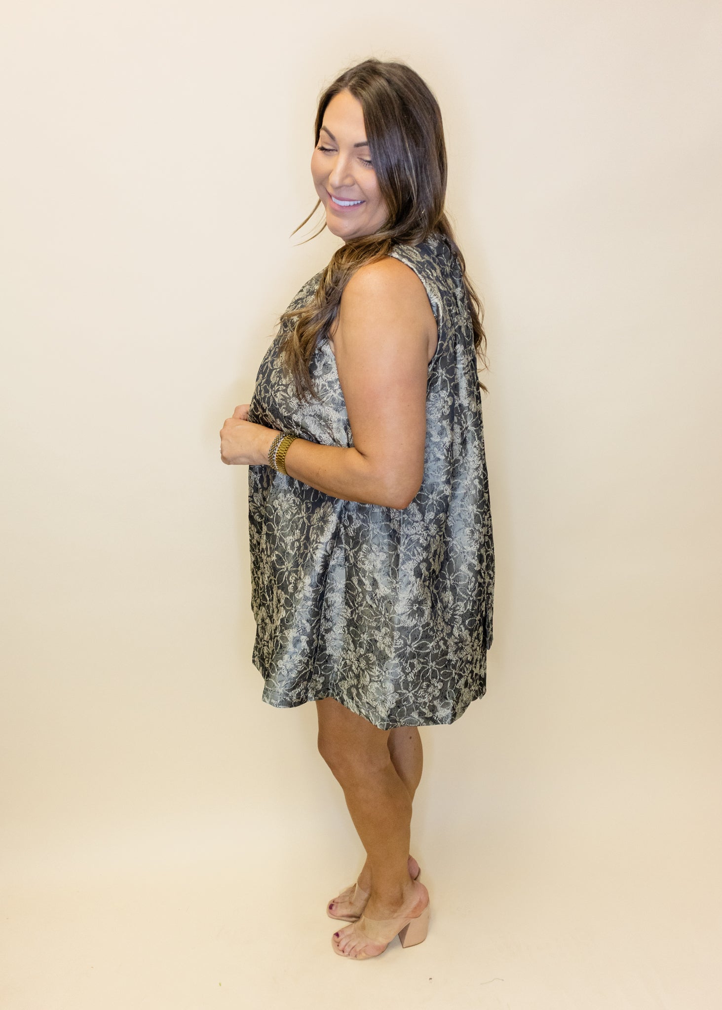 Olive Floral Jacquard Dress