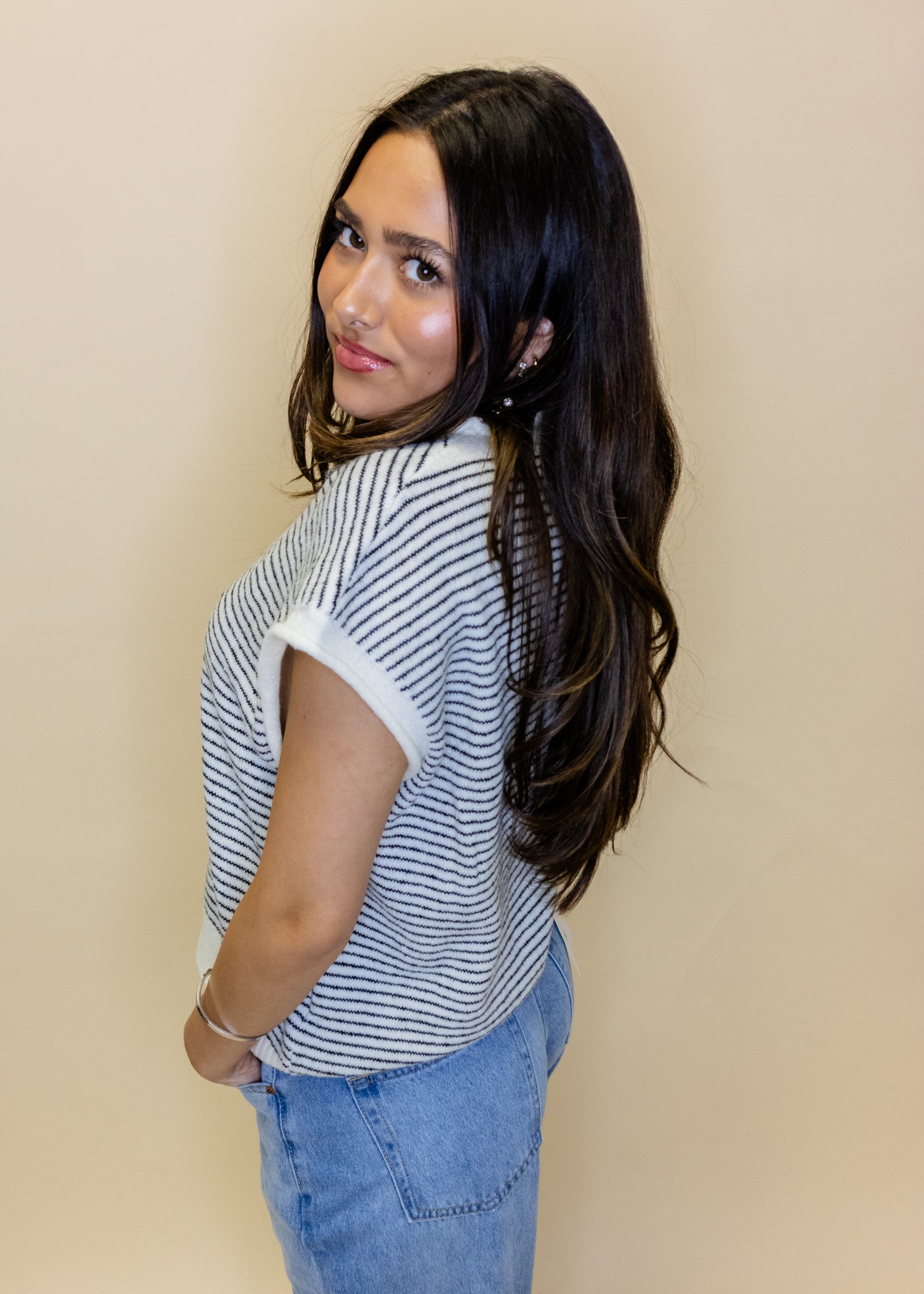 Black Stripe Sweater Vest