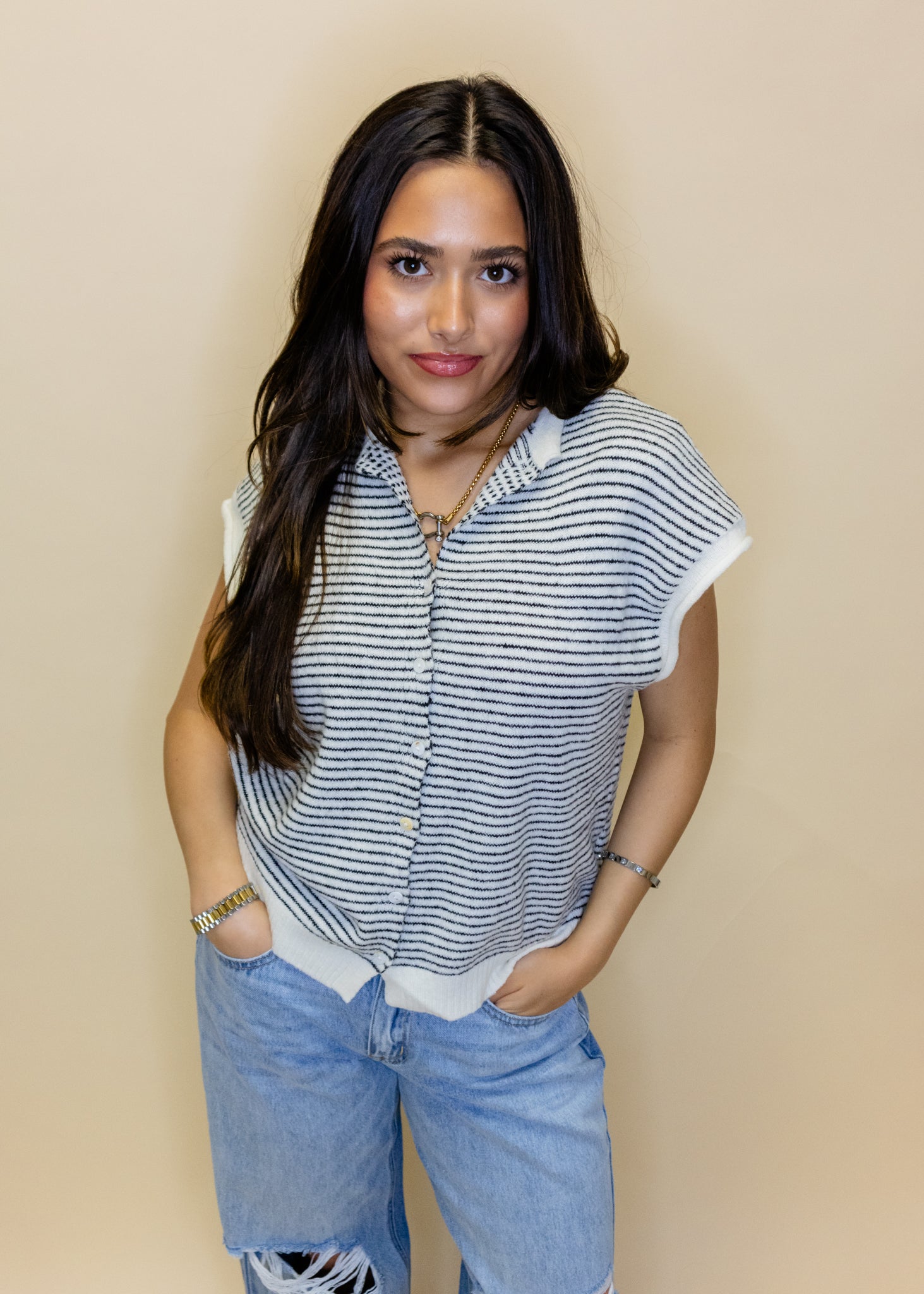 Black Stripe Sweater Vest