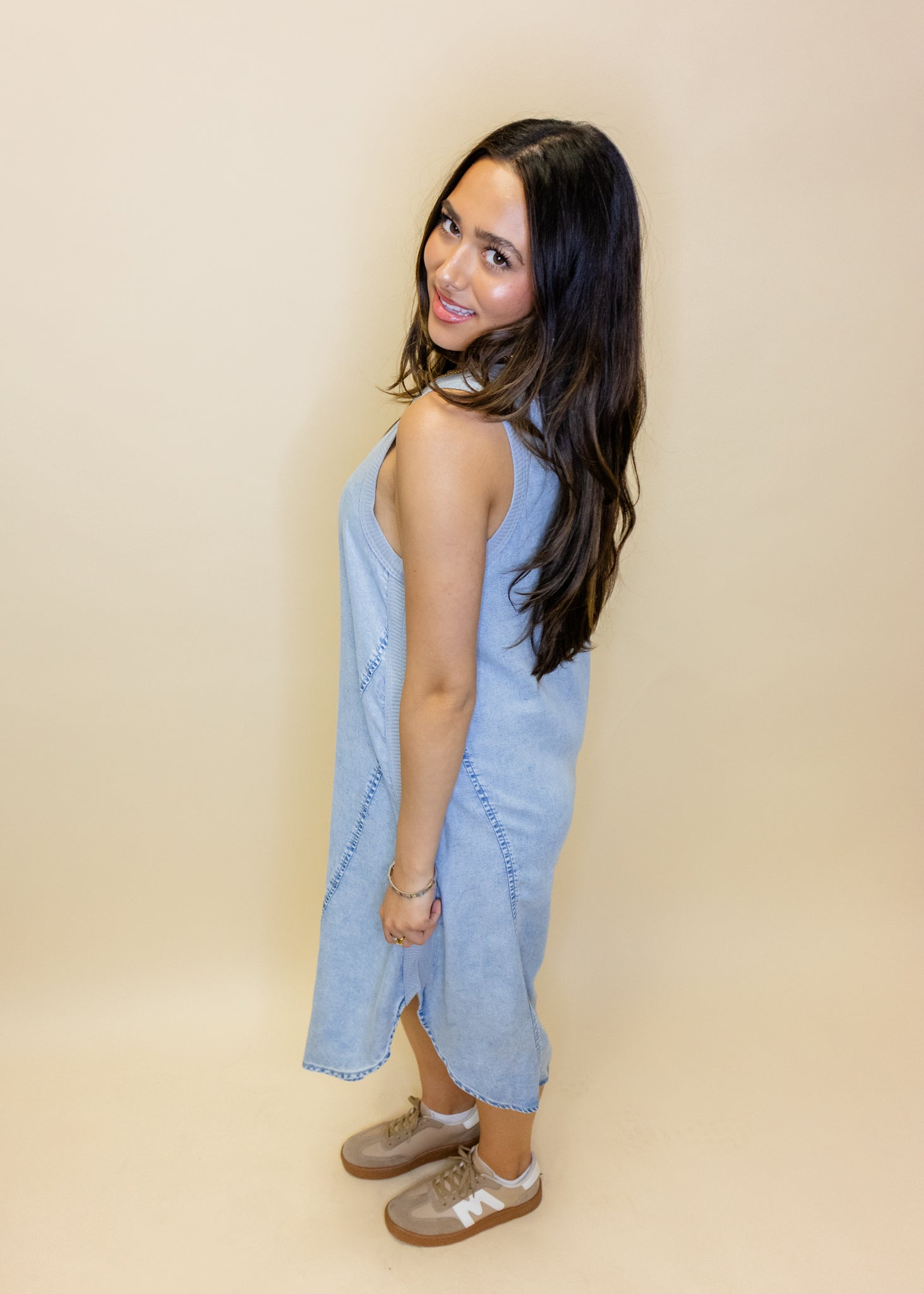Denim Sleeveless Midi Dress