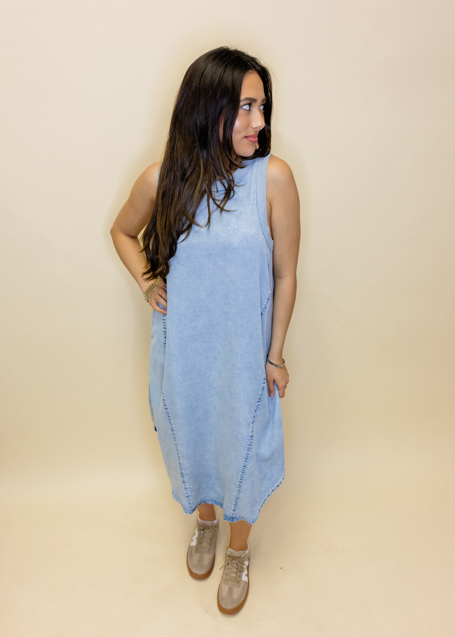 Denim Sleeveless Midi Dress