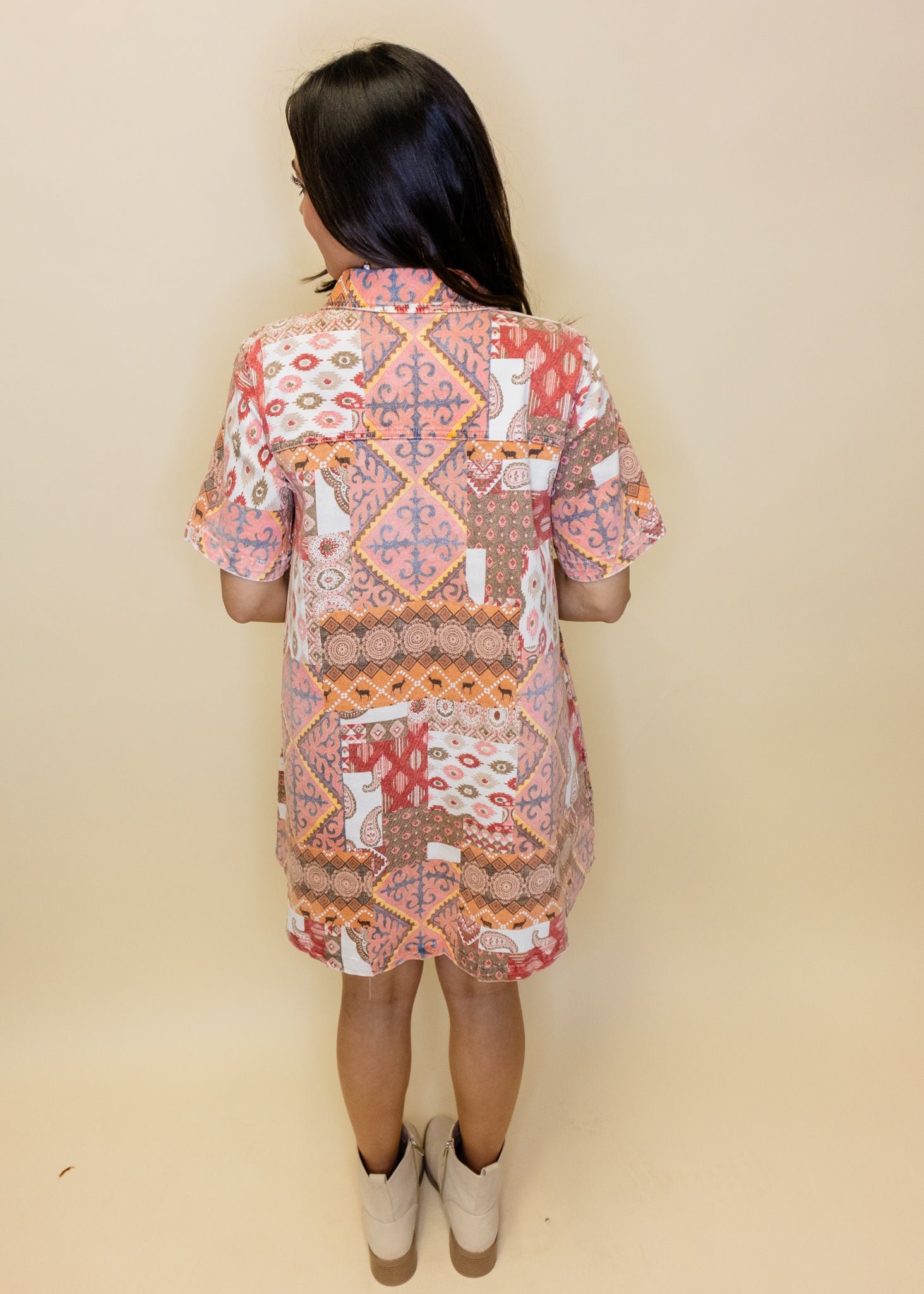 Rust Aztec Print Swing Dress