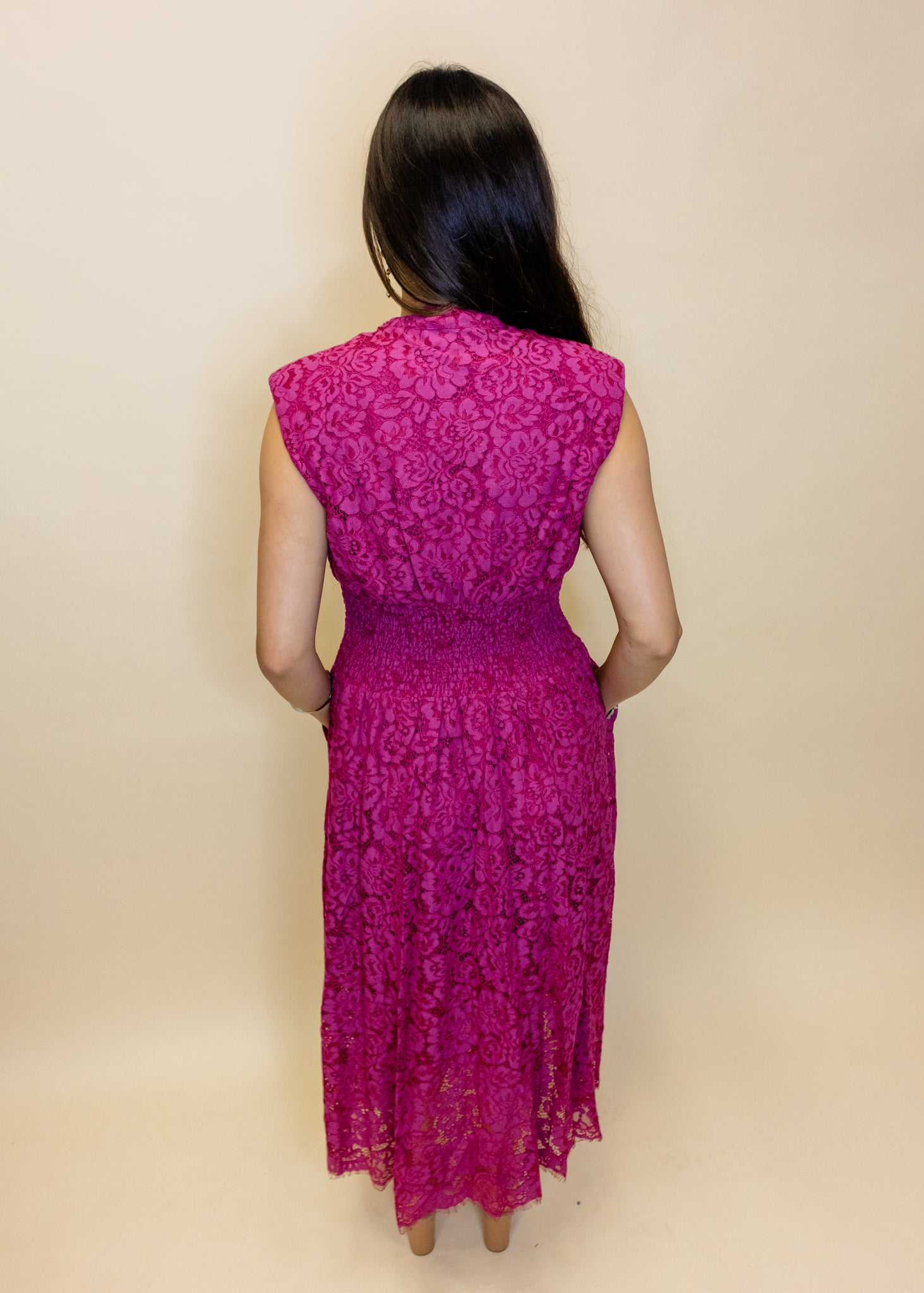 Merlot Front Zip Lace Midi Dress