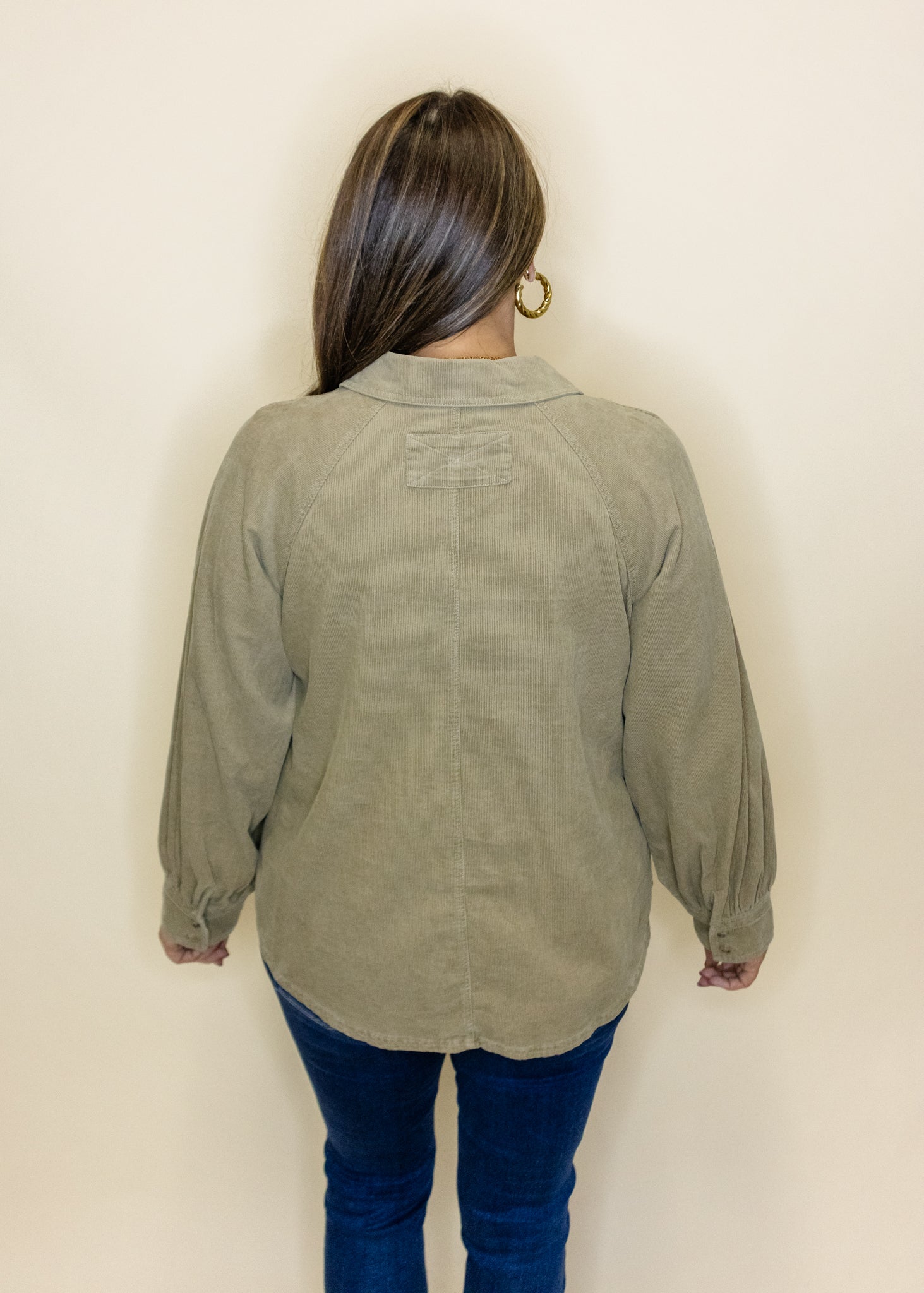 Taupe Washed Raglan Shacket