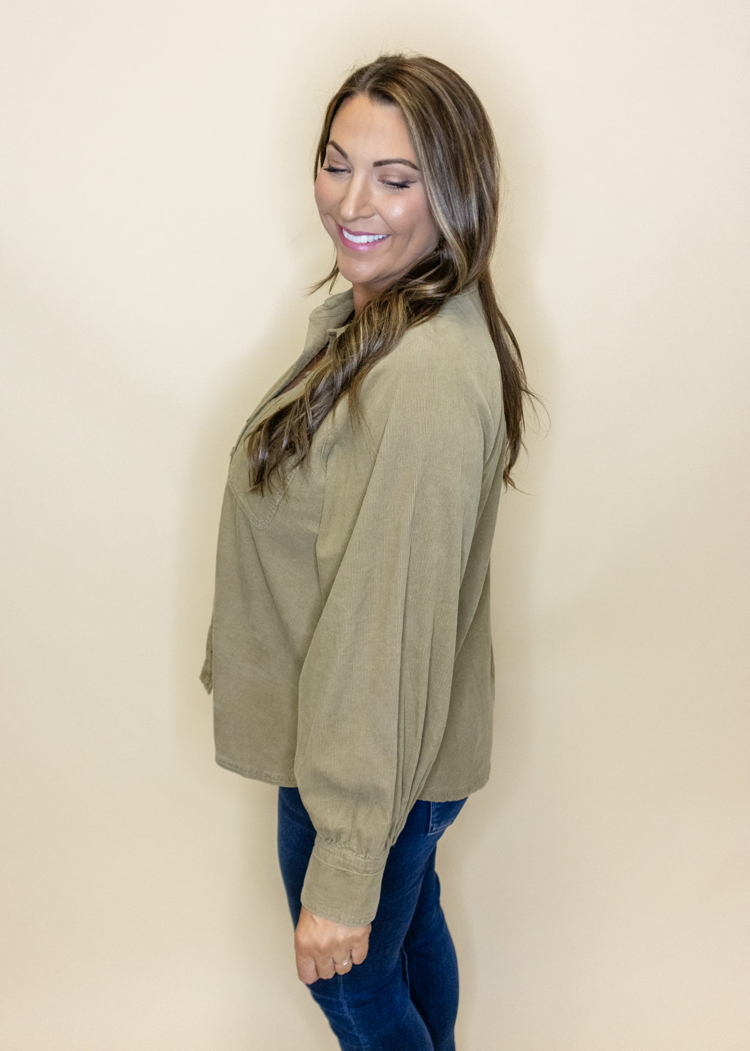 Taupe Washed Raglan Shacket