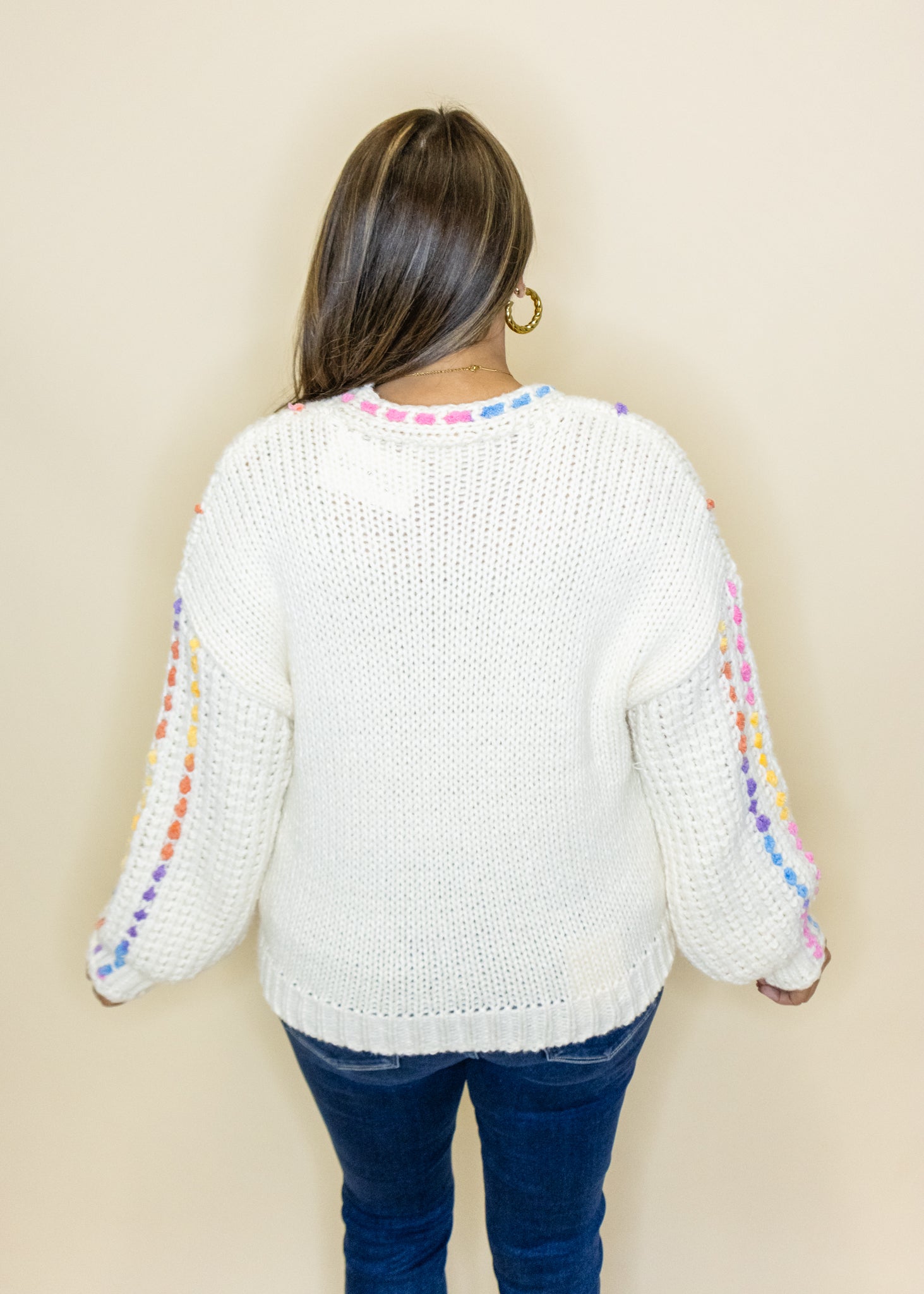 Multi Stitching V-Neck Sweater