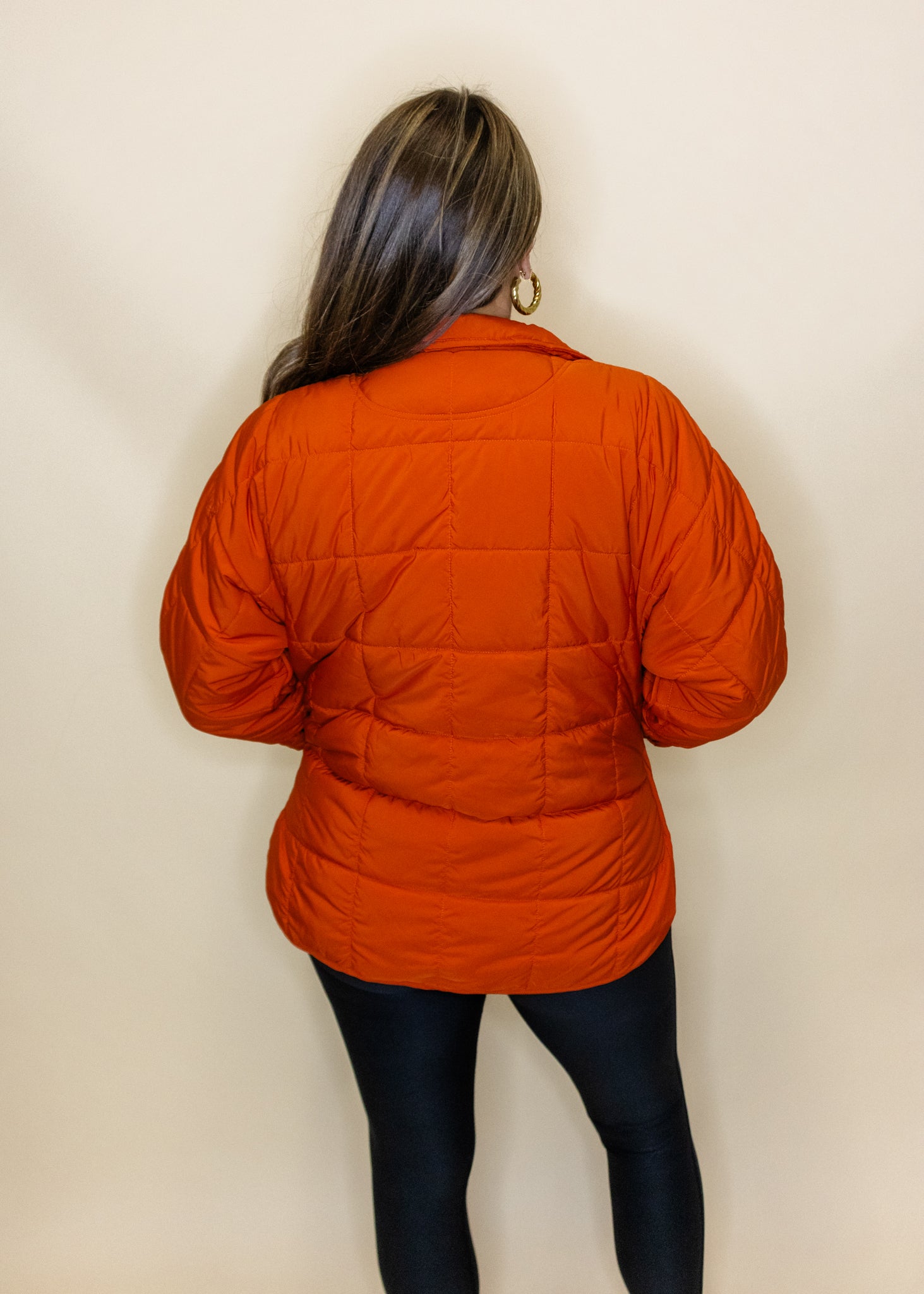 Rust Puffer Zipper Jacket