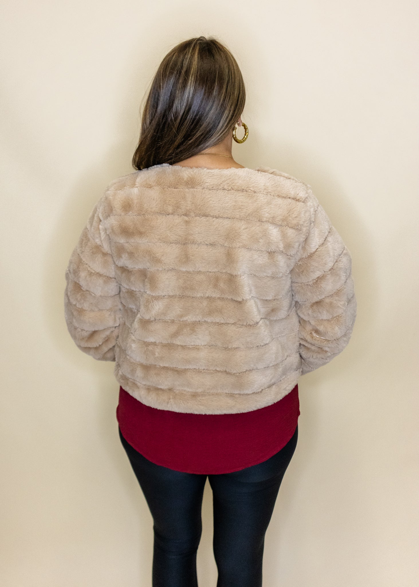 Taupe Faux Fur Jacket