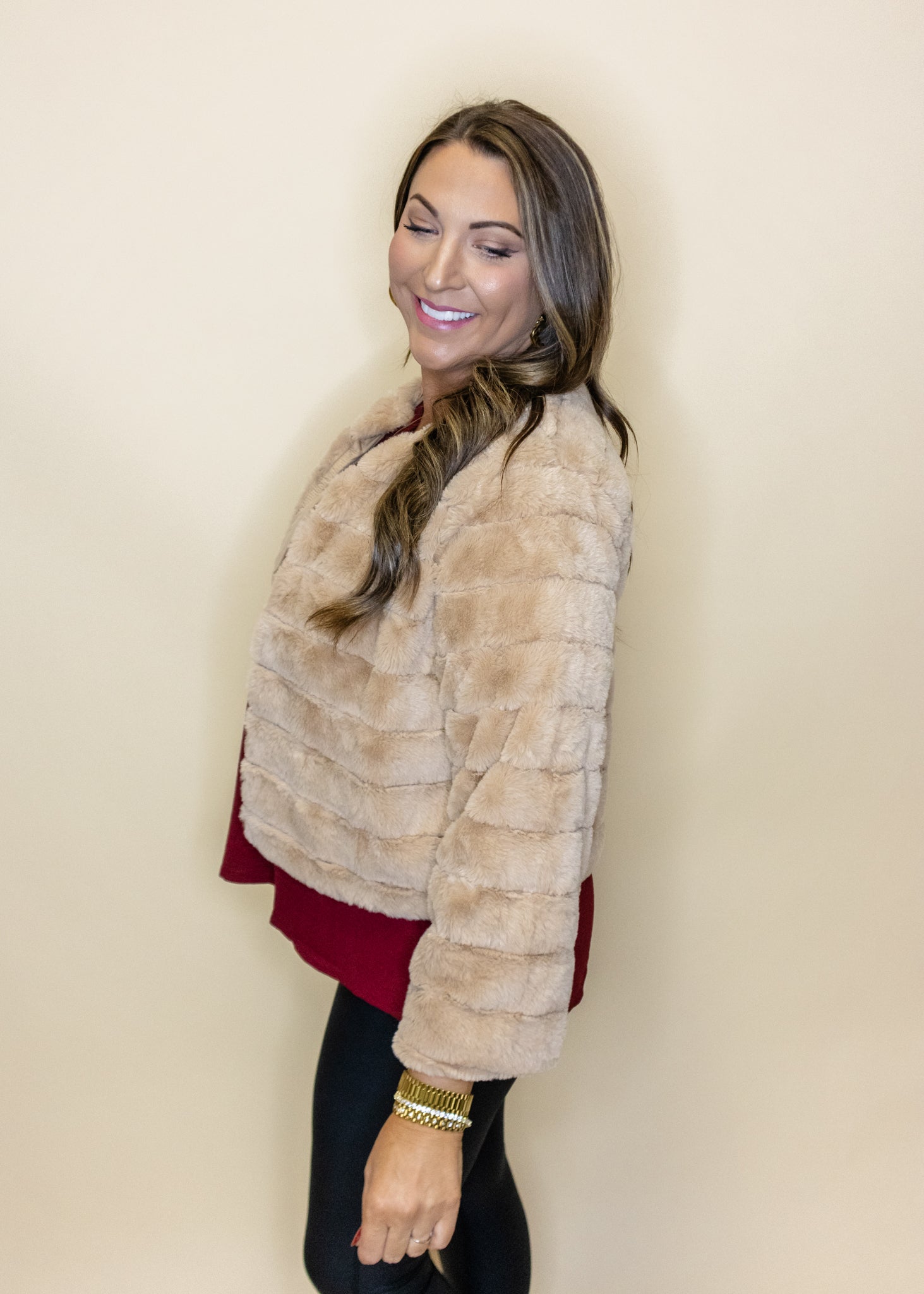 Taupe Faux Fur Jacket