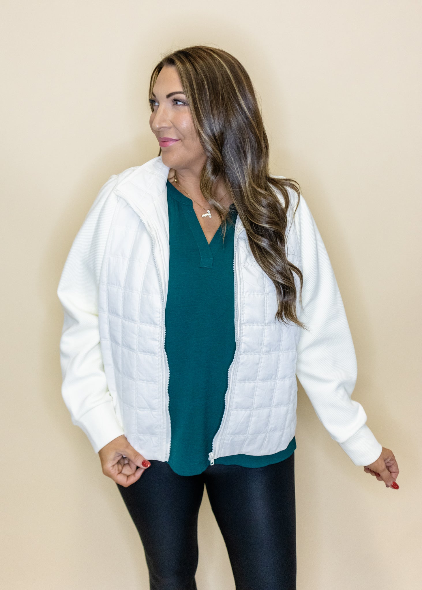 White Puff Zipper Jacket