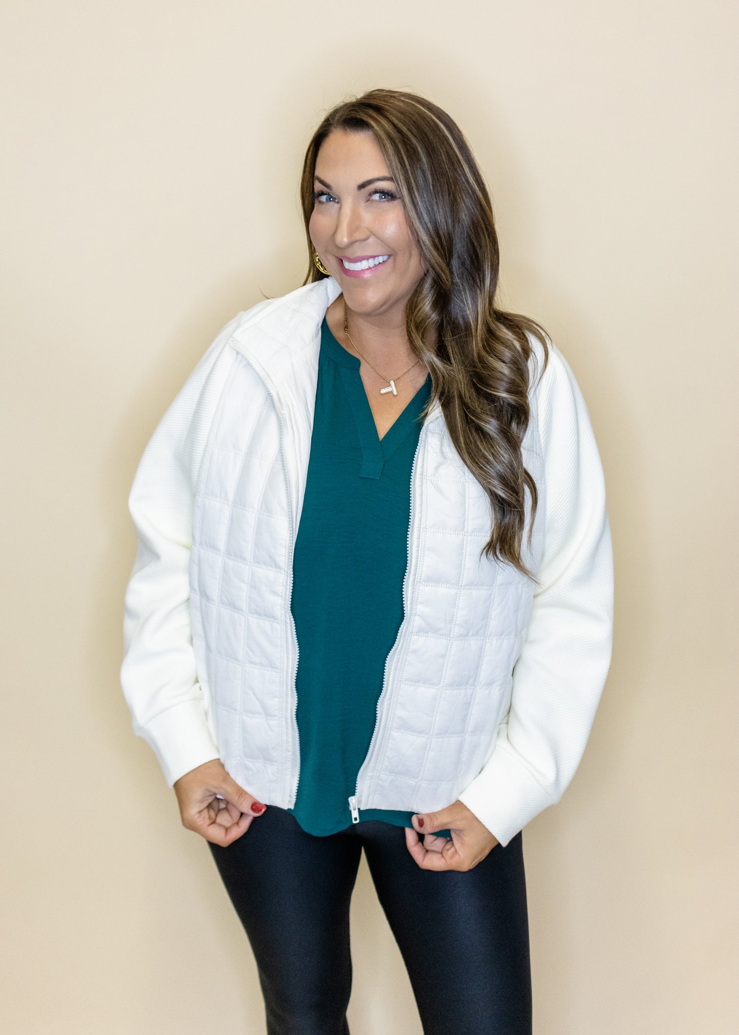 White Puff Zipper Jacket