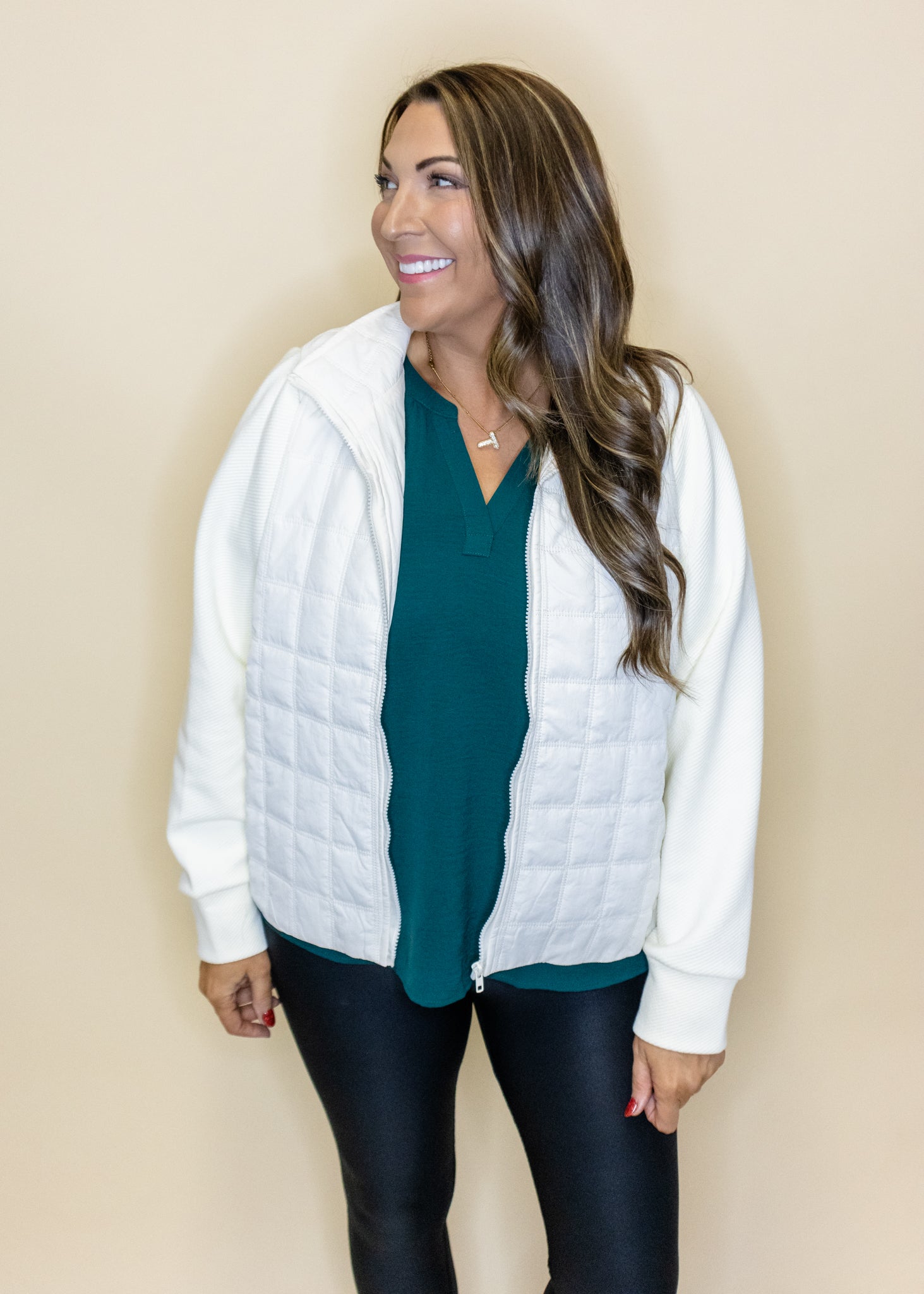 White Puff Zipper Jacket