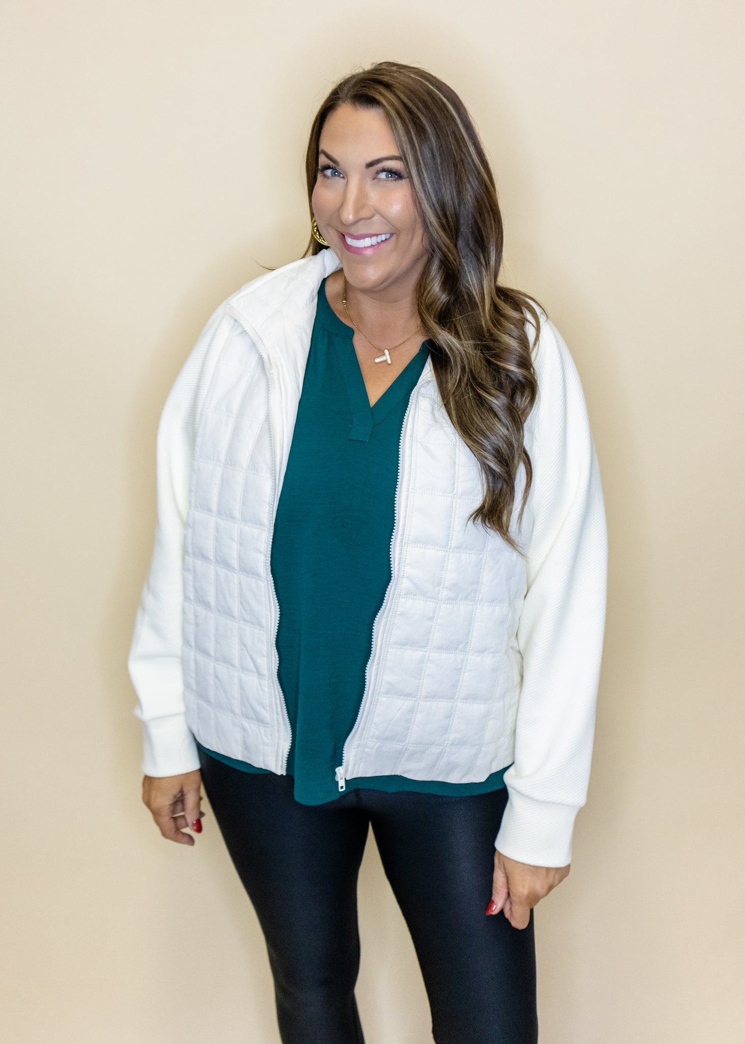 White Puff Zipper Jacket