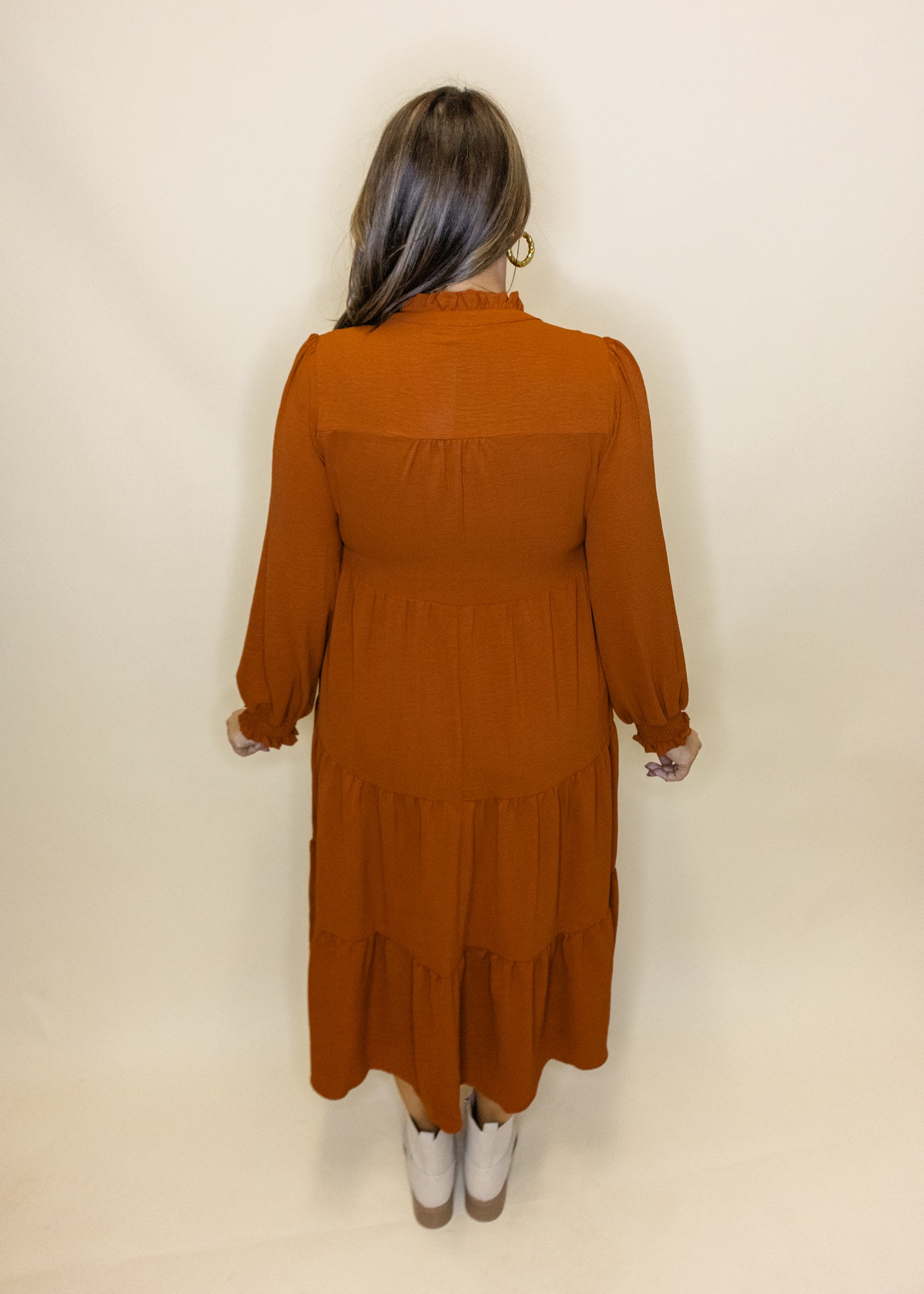 Toffee Long Sleeve Midi Dress