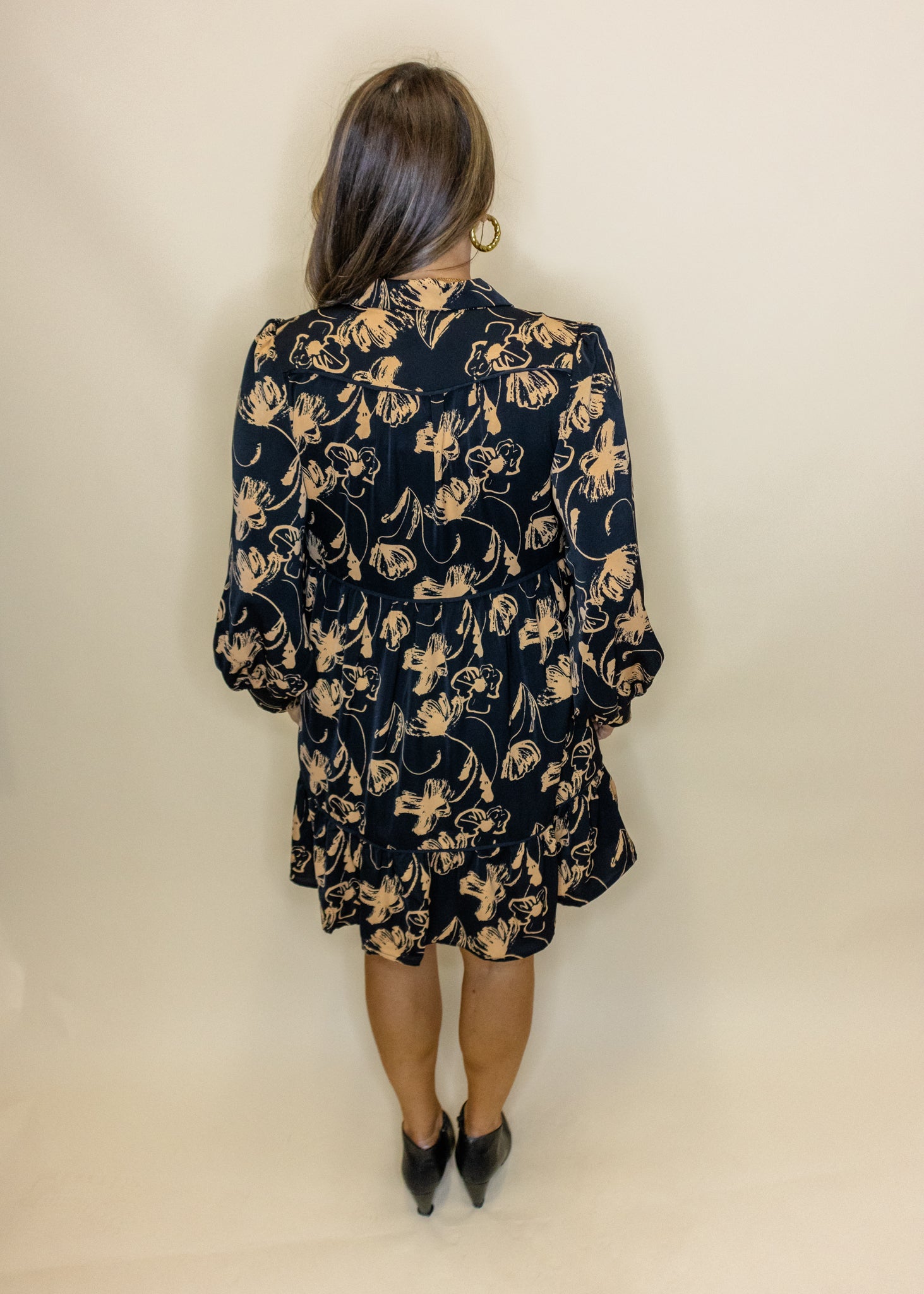 Black and Toffee Floral Dress