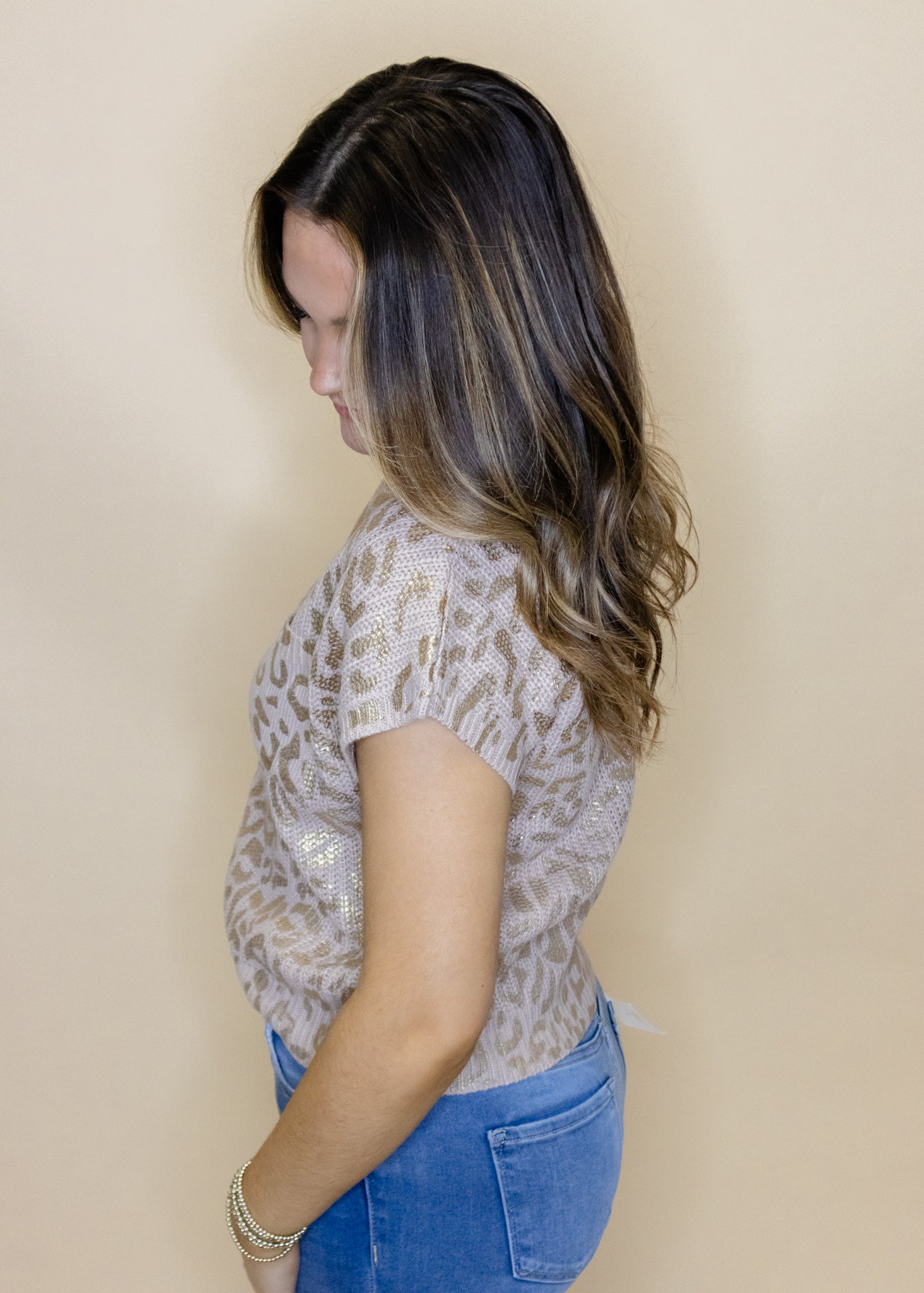 Taupe Metallic Leopard Sweater