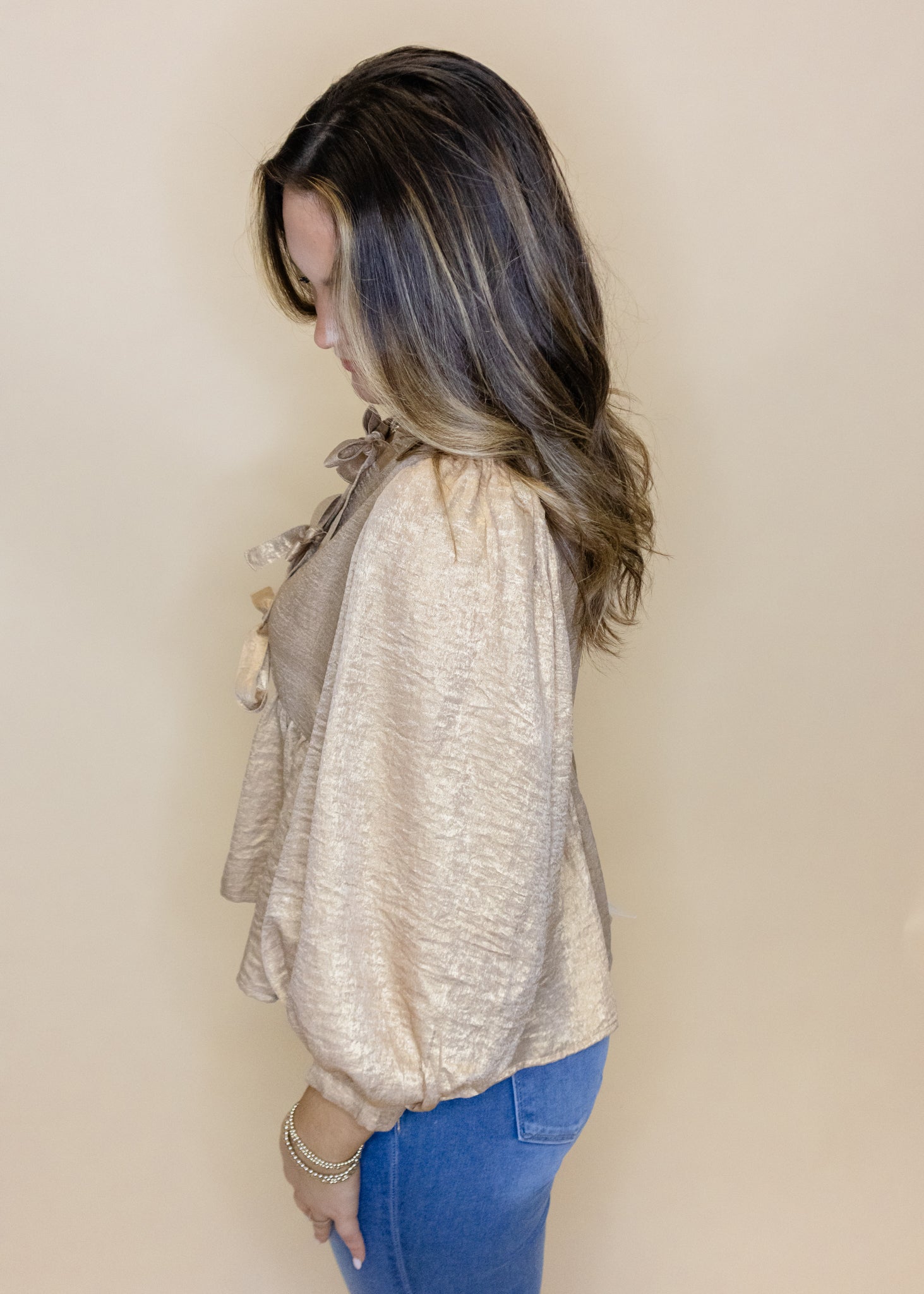 Gold Metallic Triple Bow Top