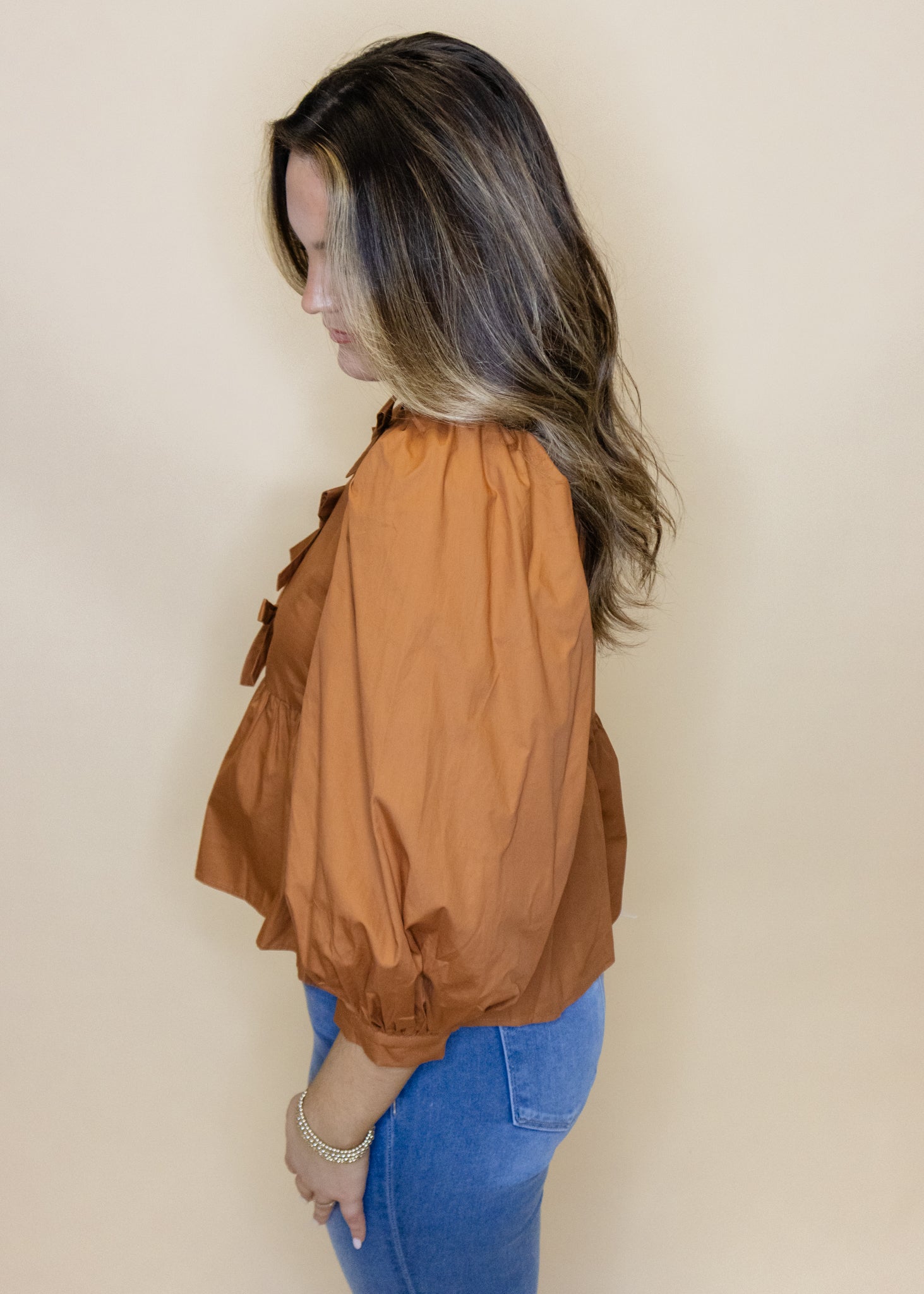 Toffee Triple Bow Top