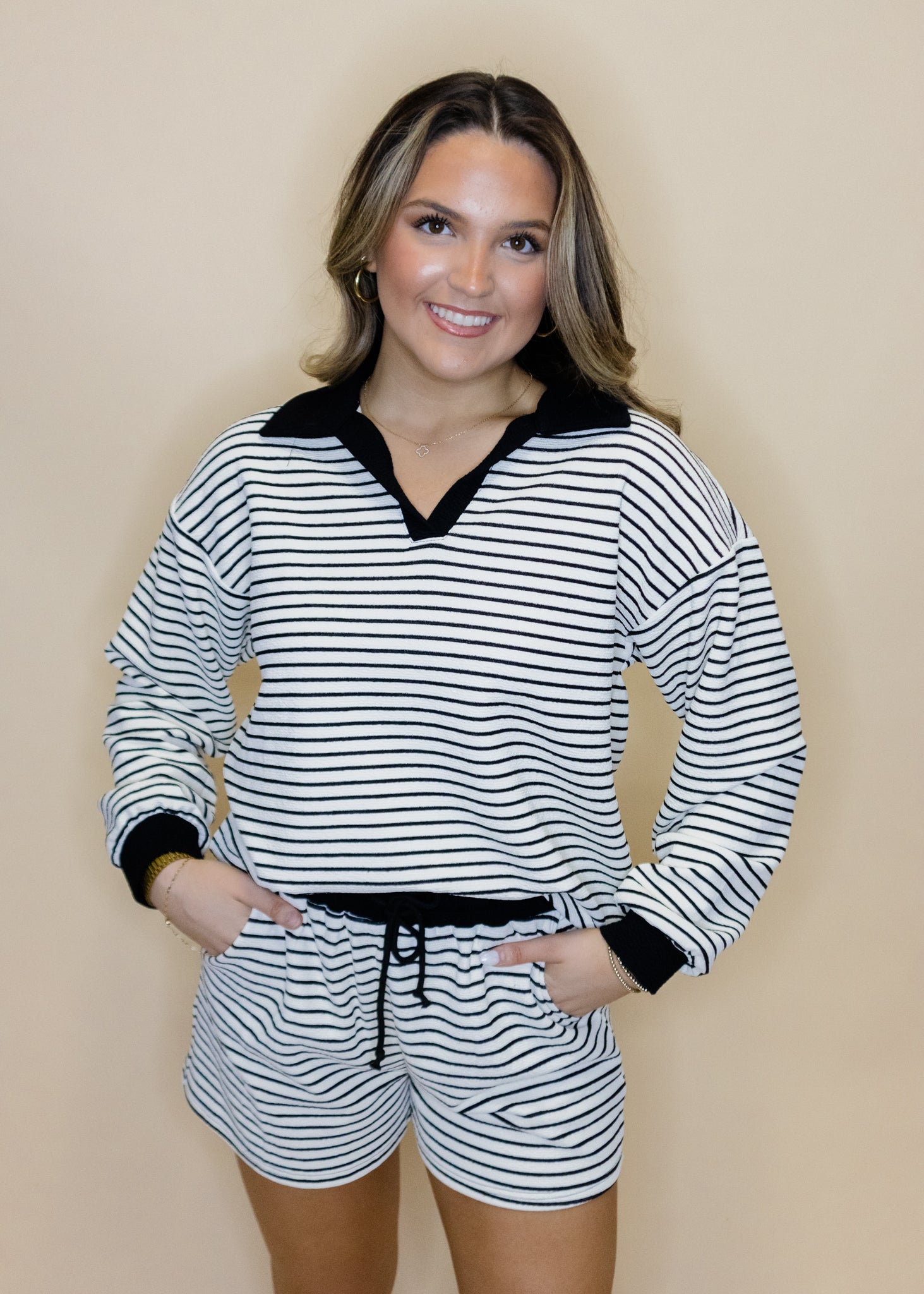 Black & Ivory Stripe Set