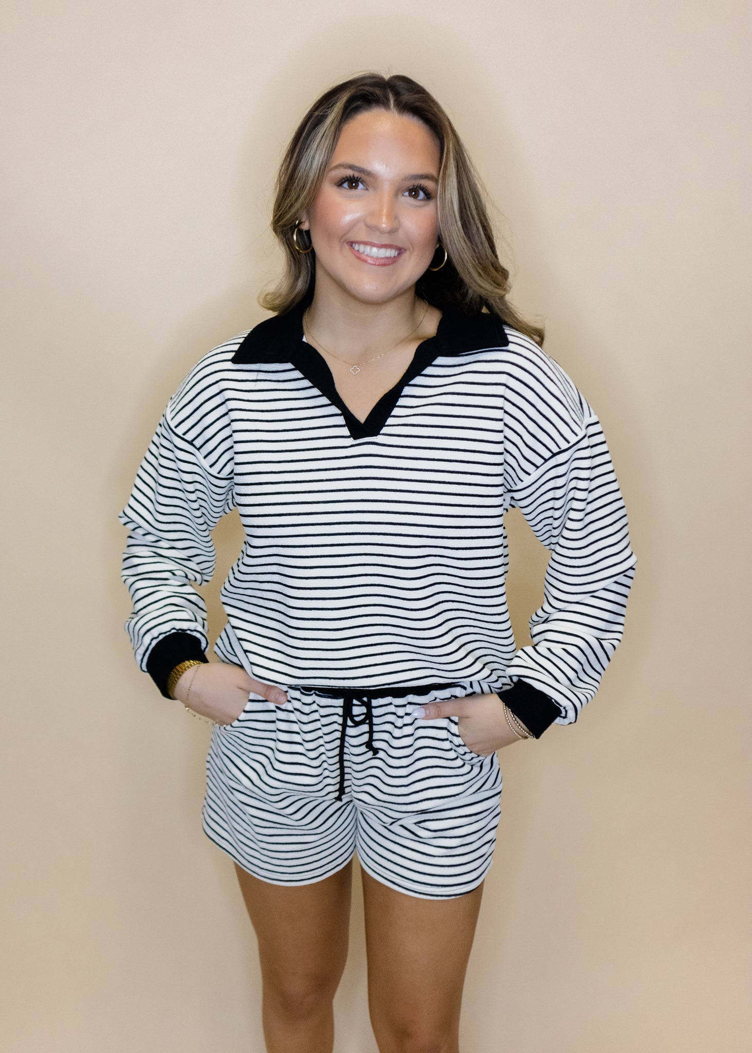 Black & Ivory Stripe Set