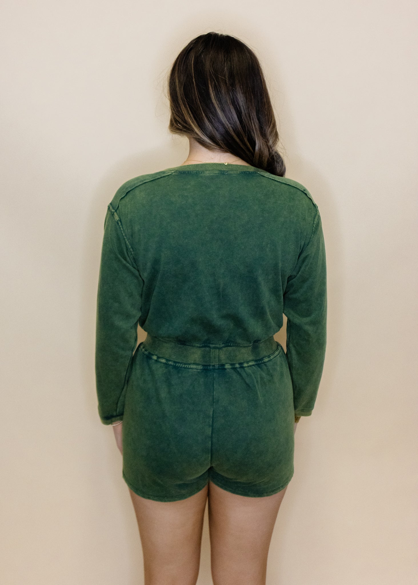 Olive Washed Pocket Romper