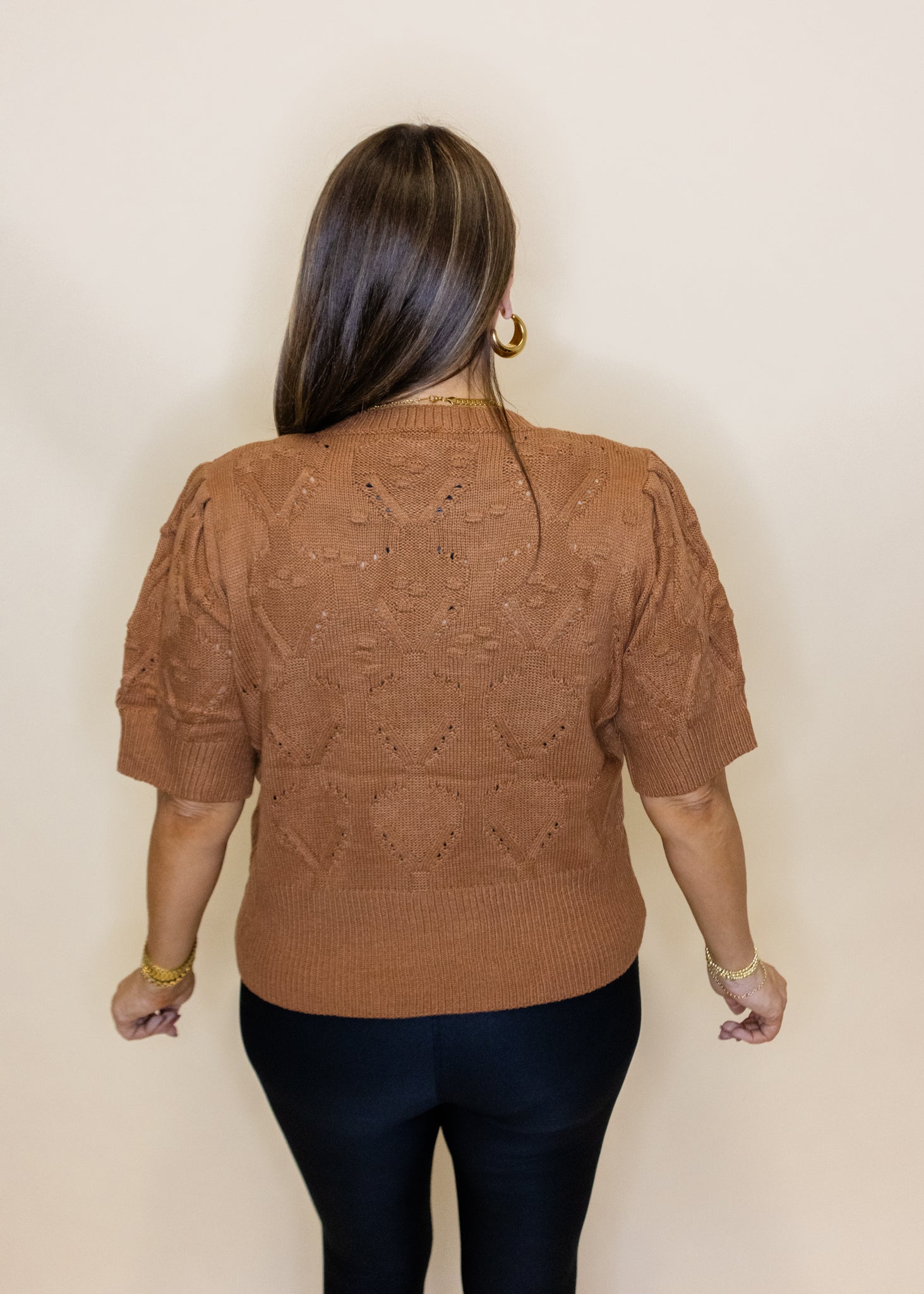 Toffee Crochet Crop Sweater